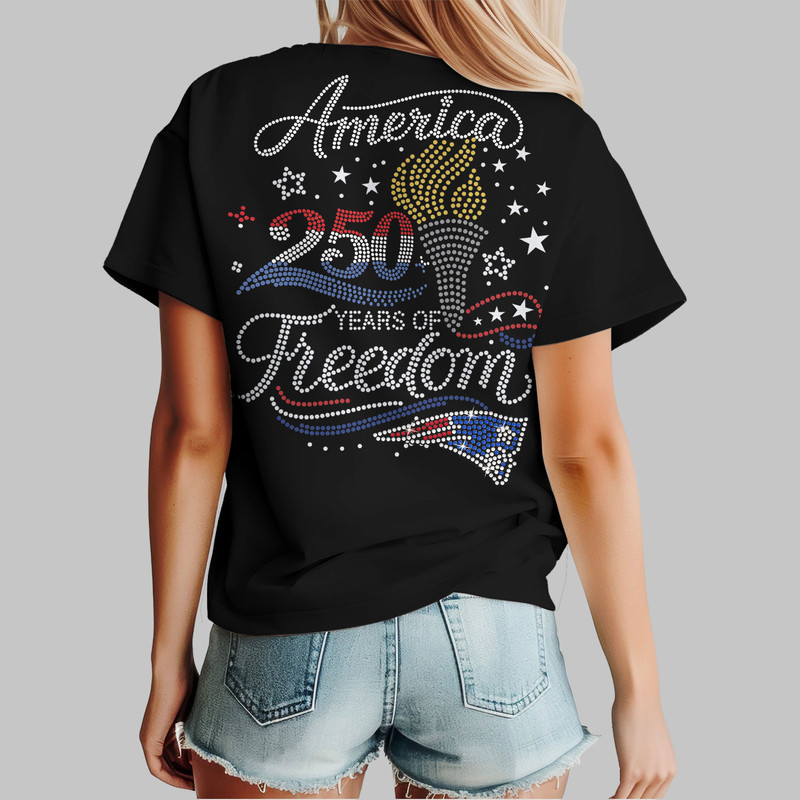 New England Patriots x Premium NFL 250 Years Independence Day Rhinestone Dot 3D Shirt – Limited Edition TTH200520