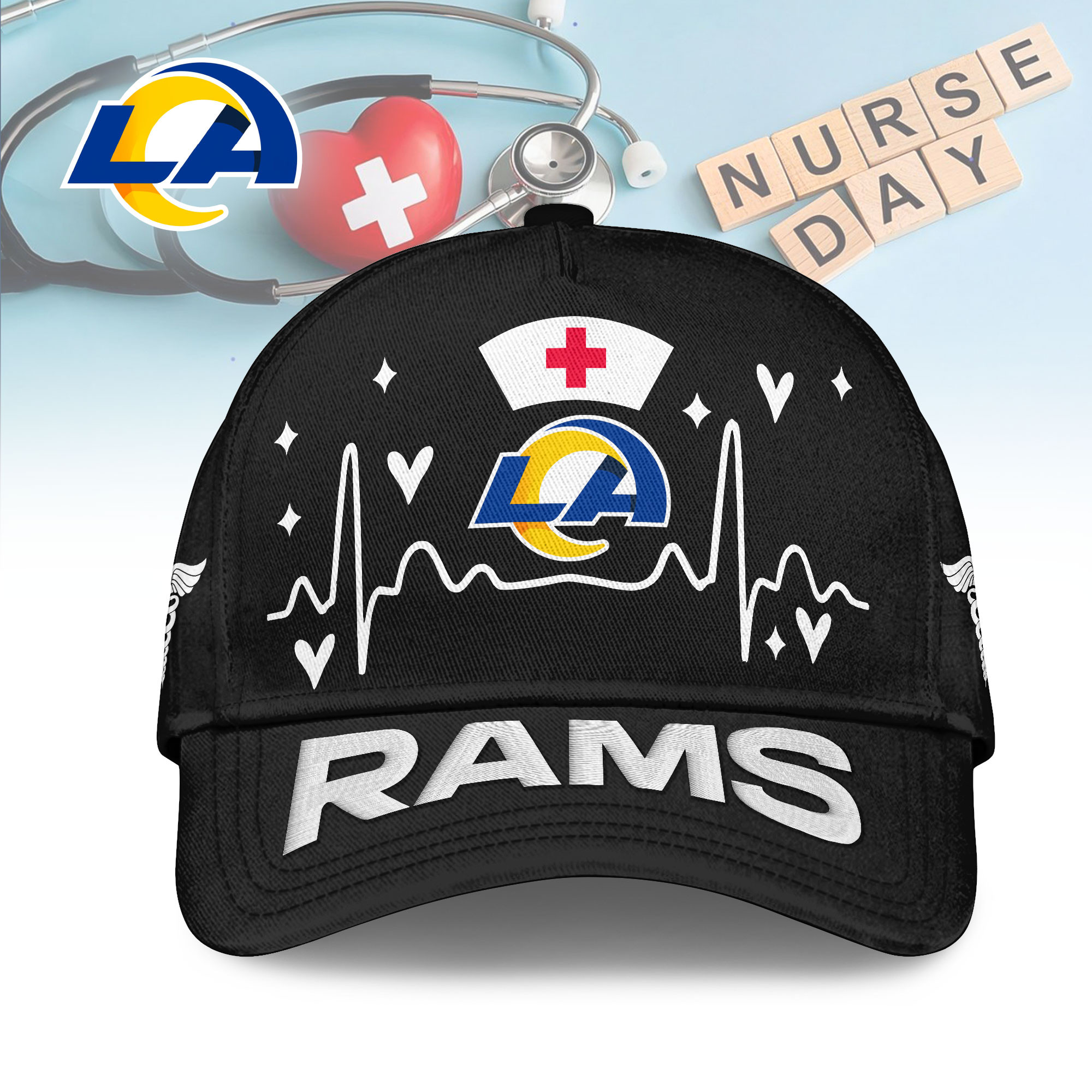 Los Angeles Rams | Premium NFL Nurse Vibes Cap TTH200541 - Image 2