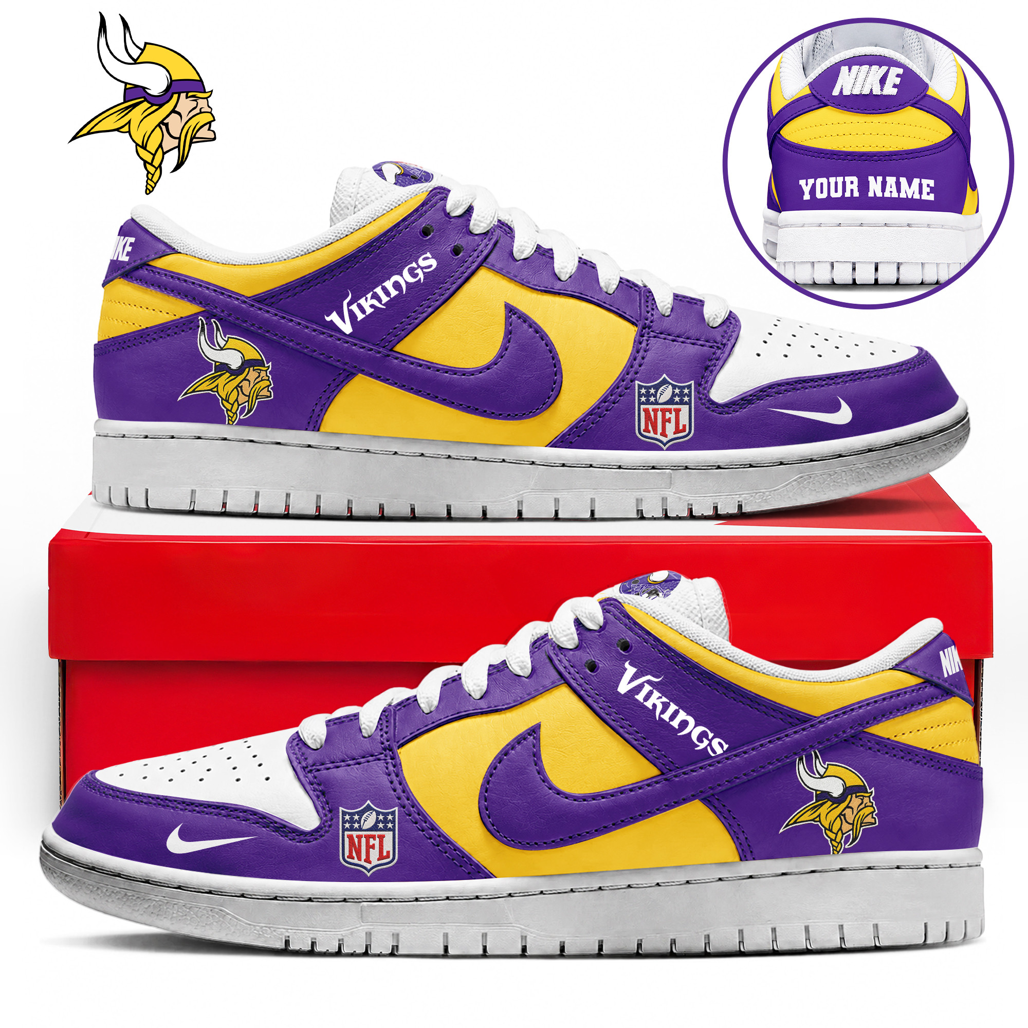 Minnesota Vikings x Premium NFL Dunk Low Shoes Limited Edition TTH190517 - Image 2