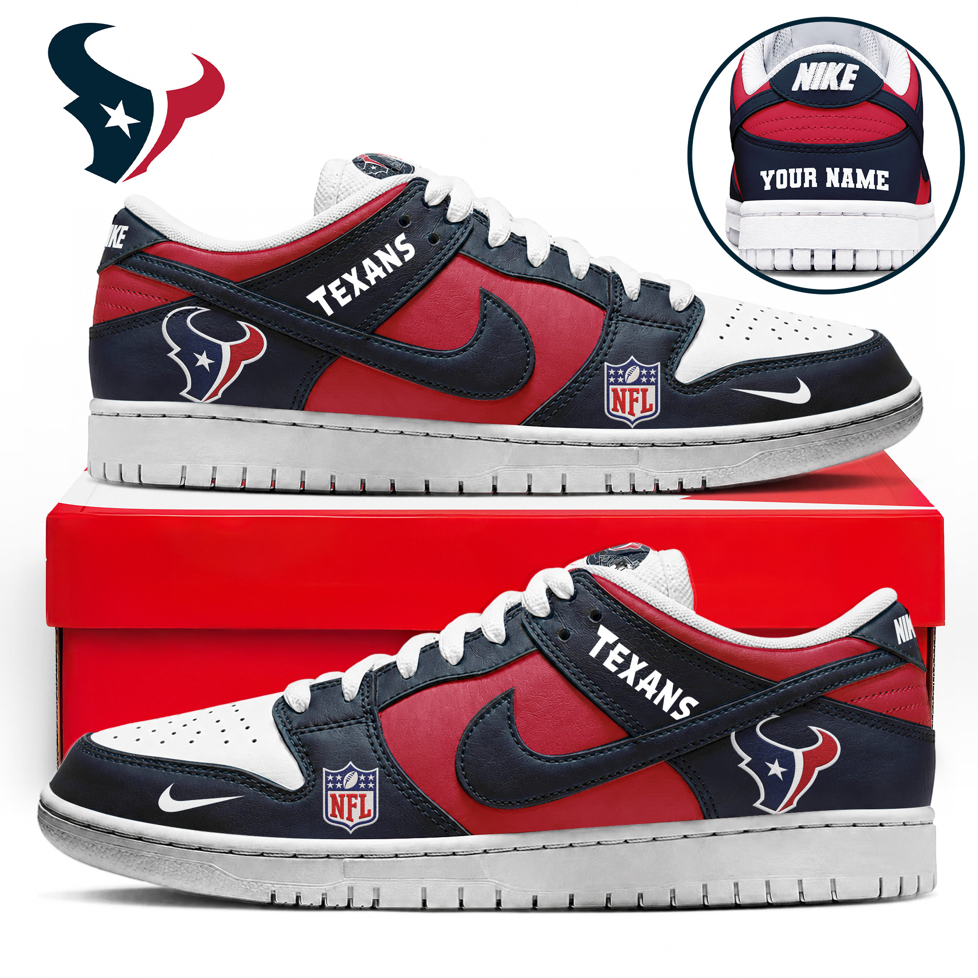 Houston Texans x Premium NFL Dunk Low Shoes Limited Edition TTH190517 - Image 2