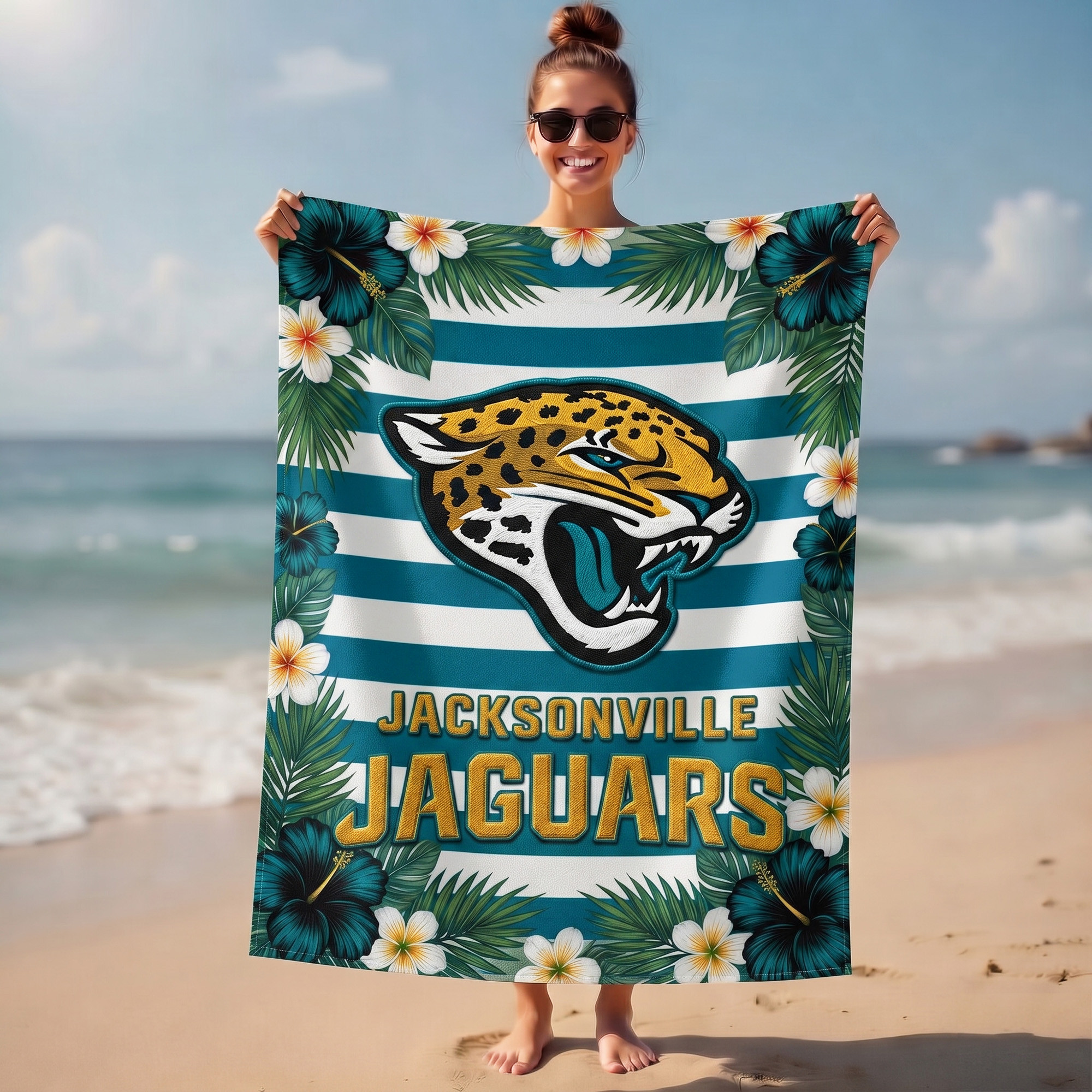 Jacksonville Jaguars | Premium NFL Tropical Beach Towel TTH200550 - Image 2