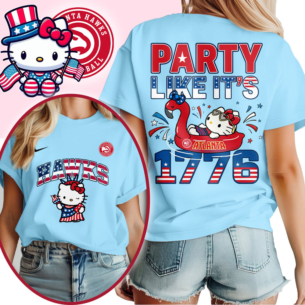 Atlanta Hawks | Premium NBA Hello Kitty Independence Day 3D Shirt TTH200554
