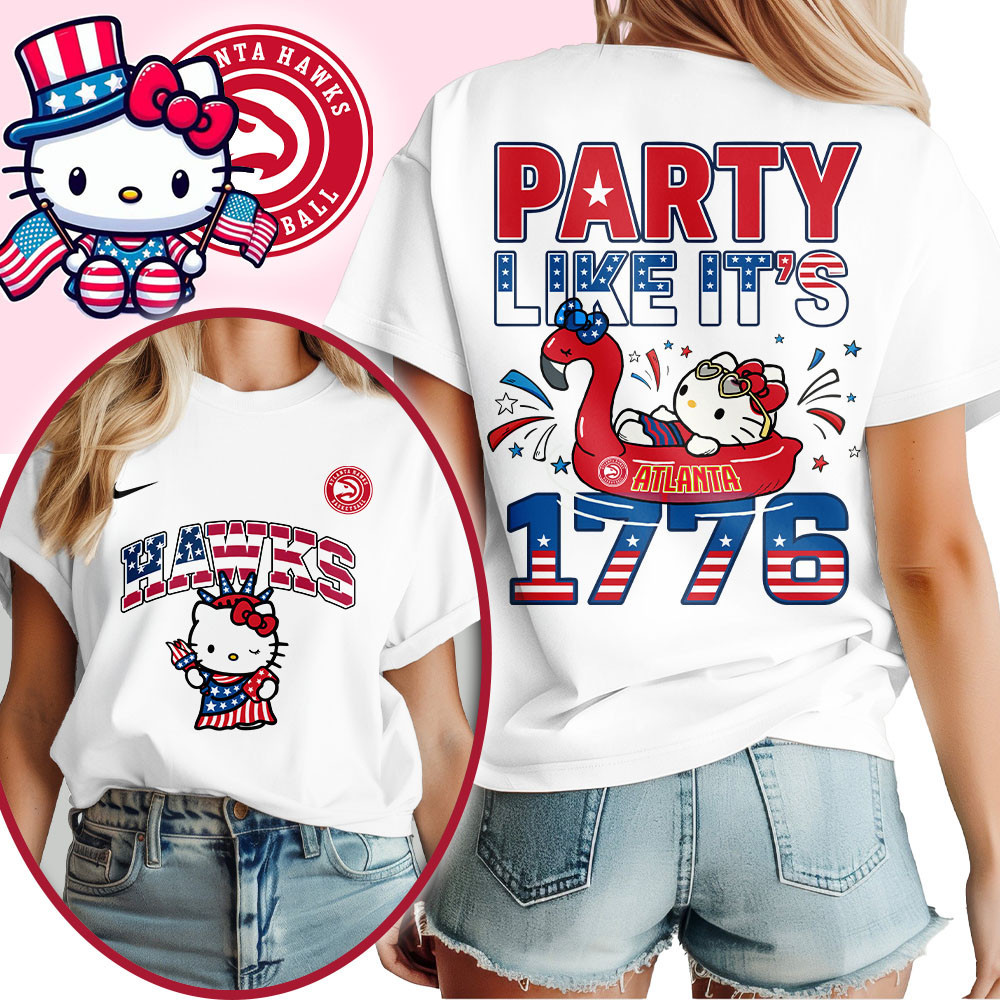 Atlanta Hawks | Premium NBA Hello Kitty Independence Day 3D Shirt TTH200554 - Image 2