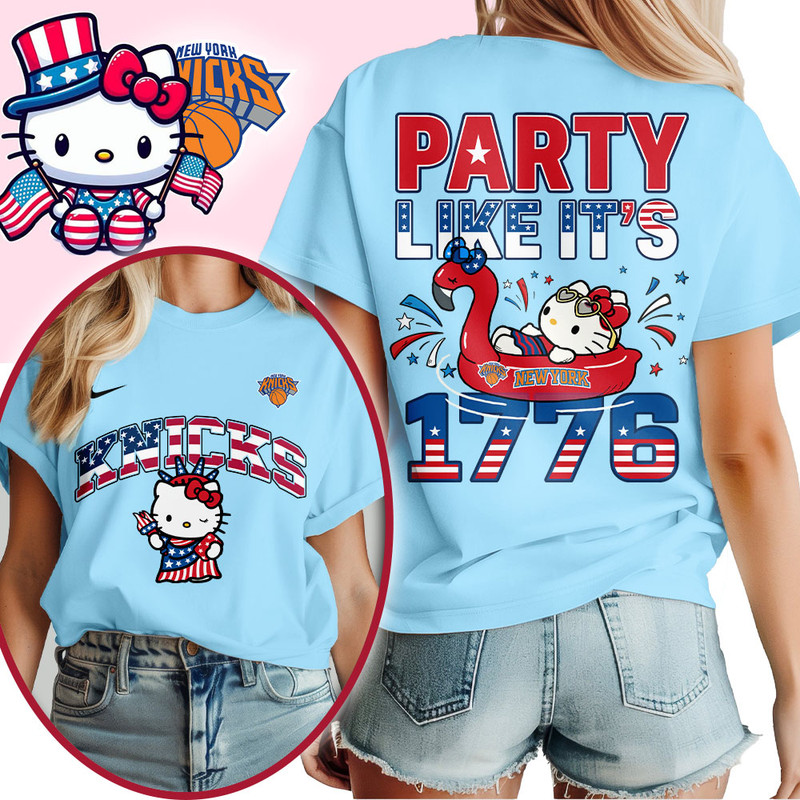 New York Knicks | Premium NBA Hello Kitty Independence Day 3D Shirt TTH200554