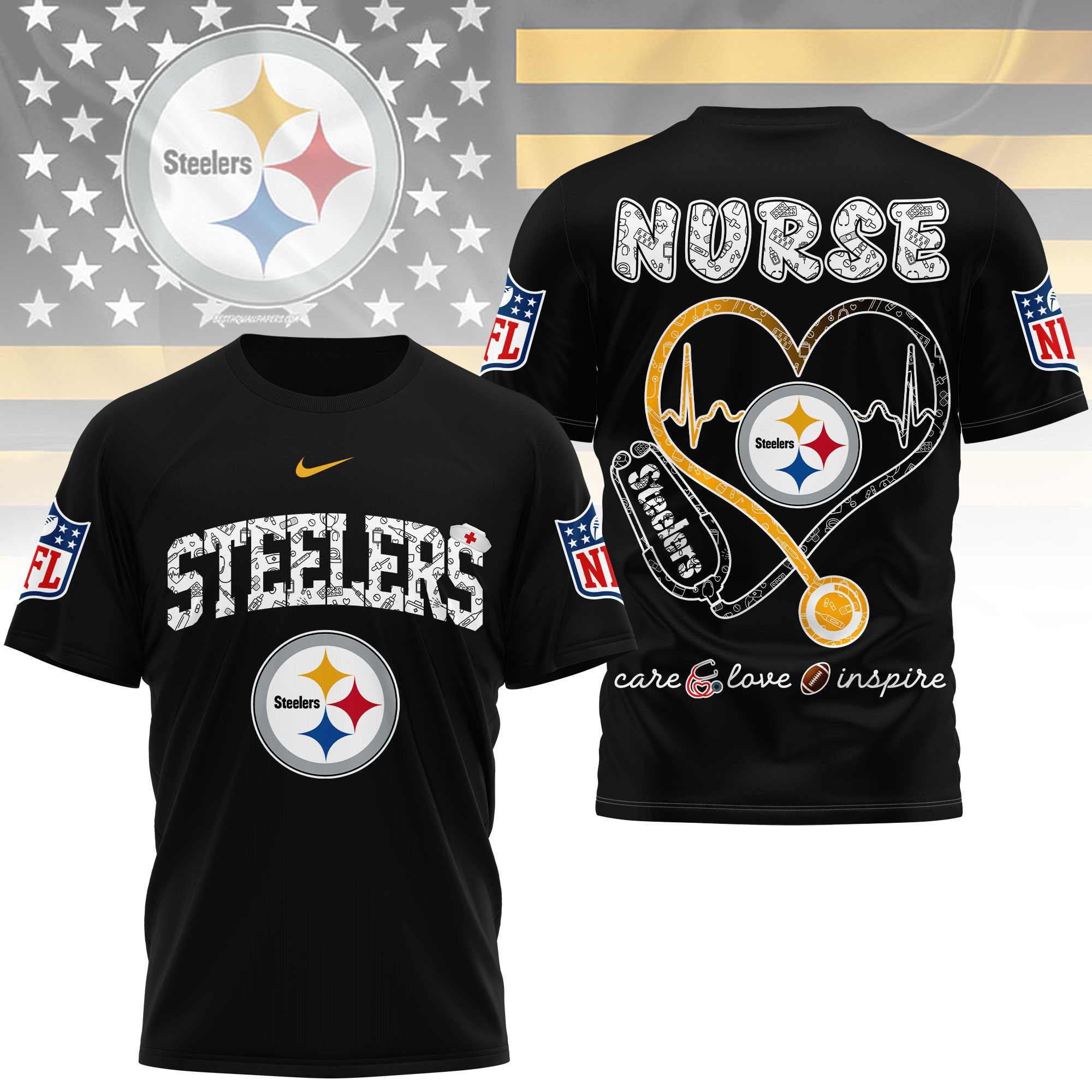 Pittsburgh Steelers x Premium NFL Nurse Love Football 3D T-Shirt – Limited Edition TTH200522