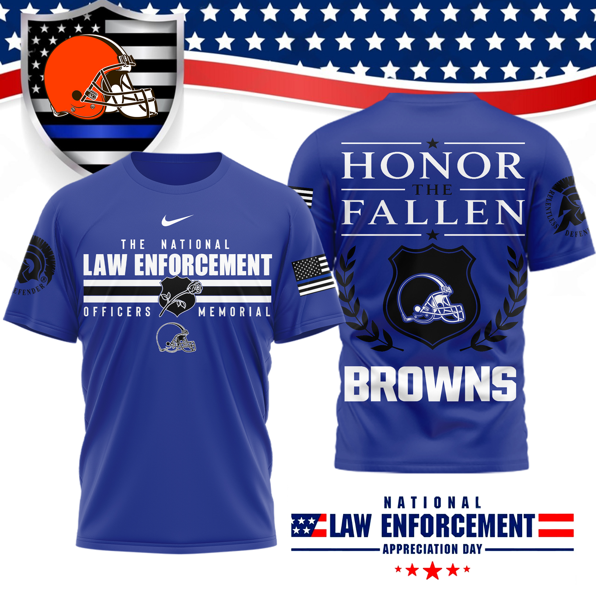 Cleveland Browns x Premium NFL The National Law Enforcement 3D T-Shirt – Limited Edition TTH200525