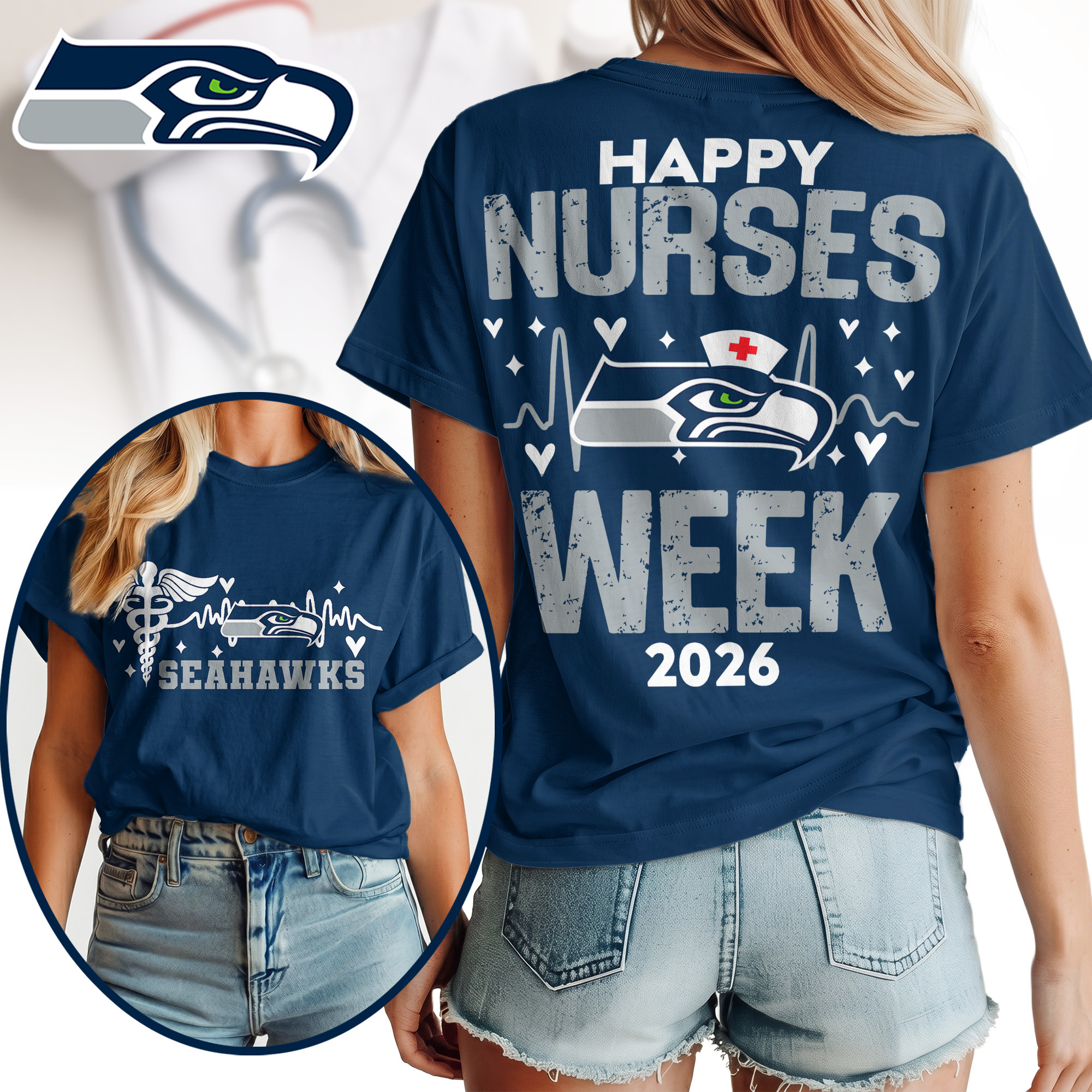 Seattle Seahawks | Premium NFL Nurse Week Women Shirt TTH200583 - Image 3