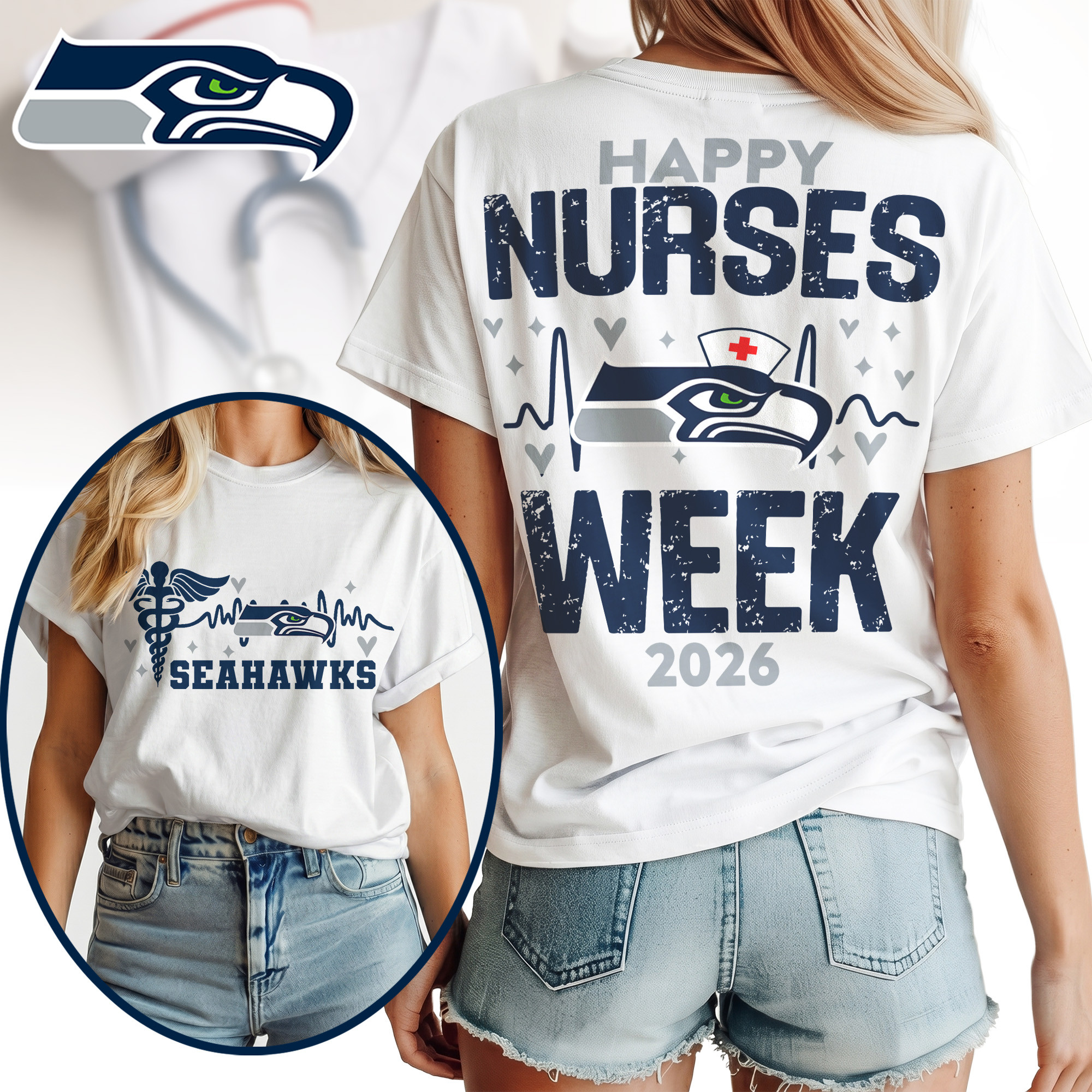 Seattle Seahawks | Premium NFL Nurse Week Women Shirt TTH200583 - Image 2