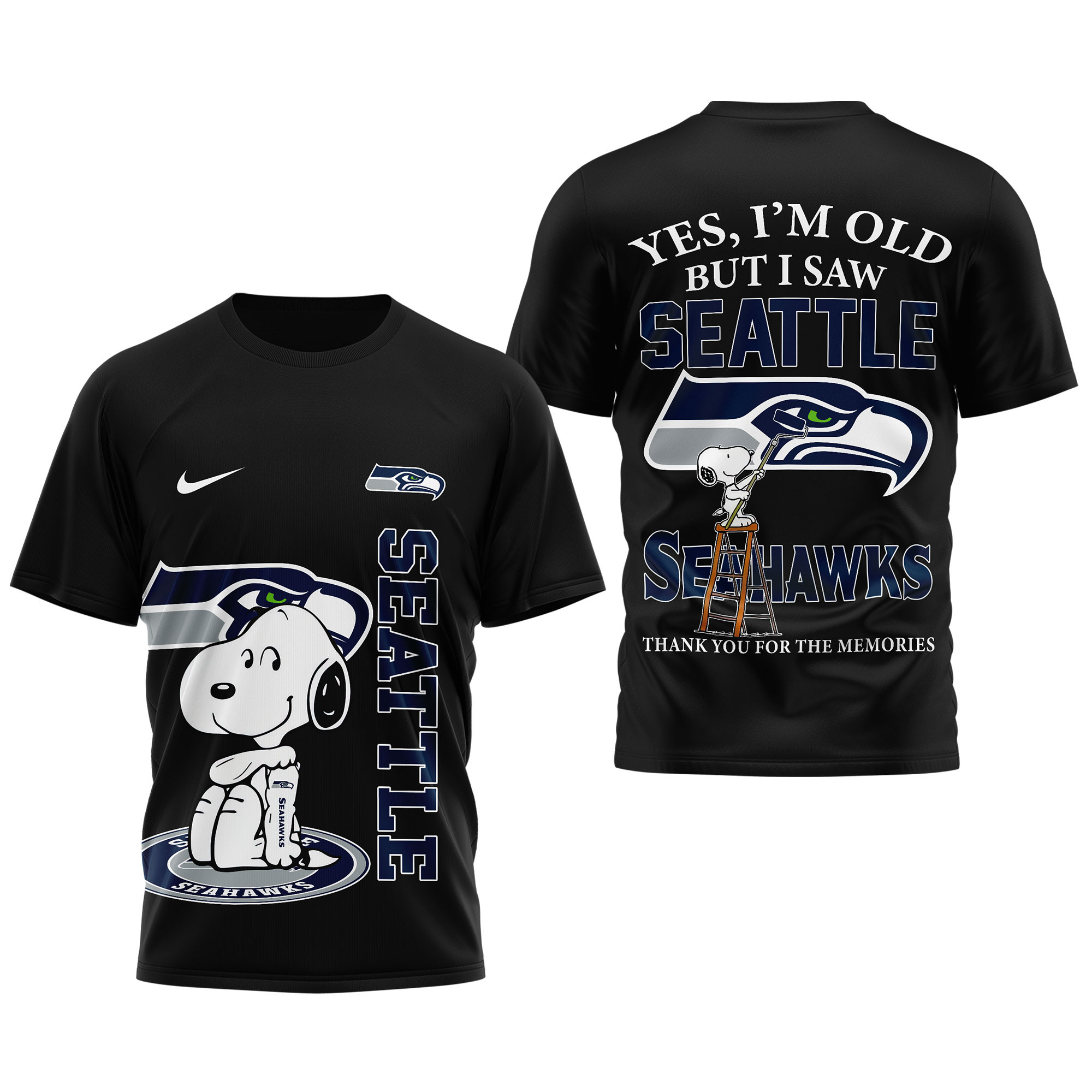 Seattle Seahawks | Premium NFL Snoopy Graphic 3D T-Shirt TTH200590 - Image 4