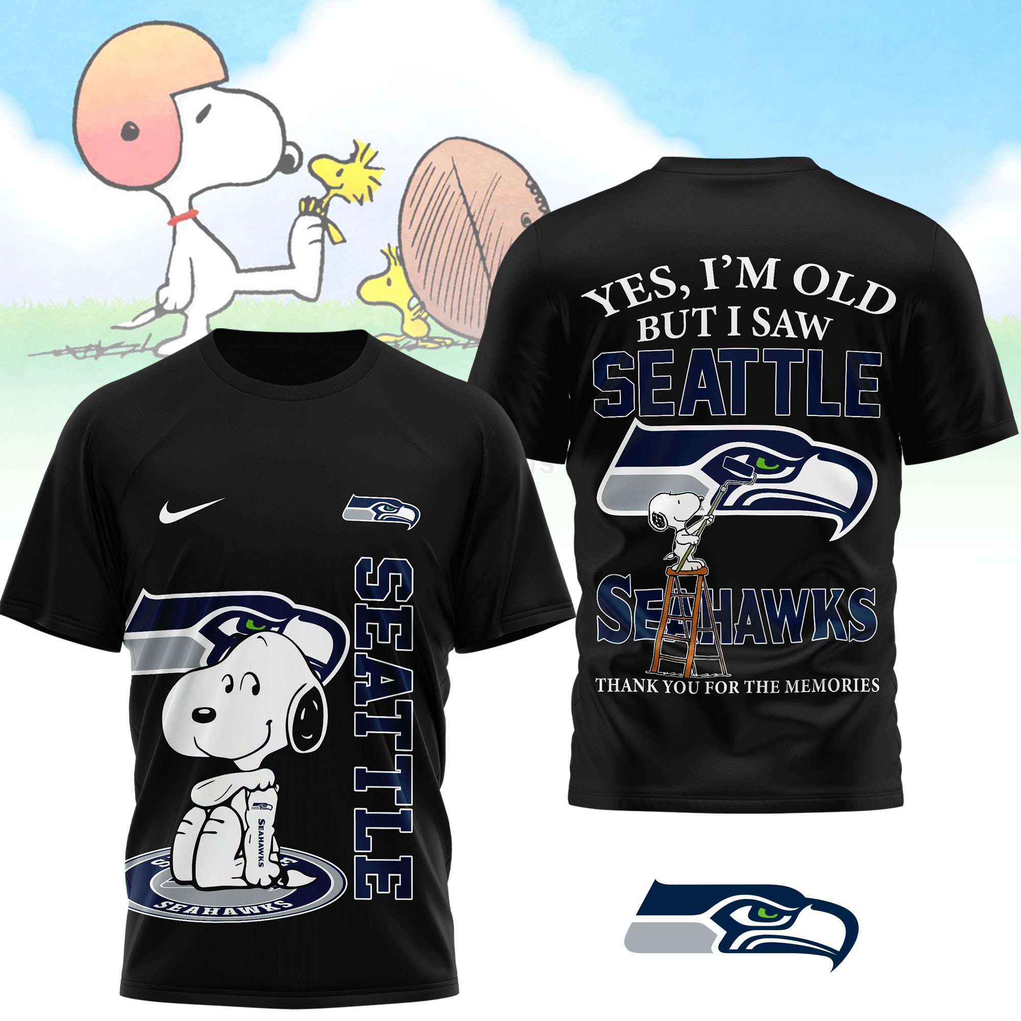 Seattle Seahawks | Premium NFL Snoopy Graphic 3D T-Shirt TTH200590 - Image 2