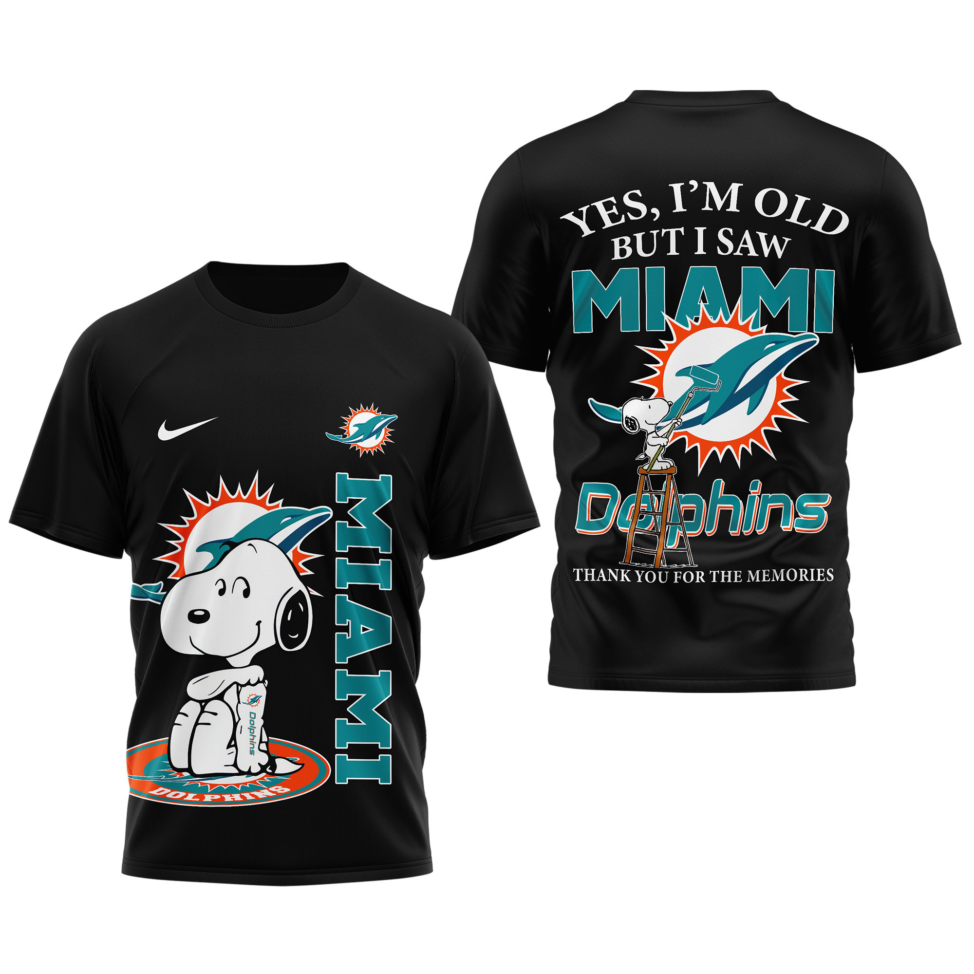 Miami Dolphins | Premium NFL Snoopy Graphic 3D T-Shirt TTH200590 - Image 4