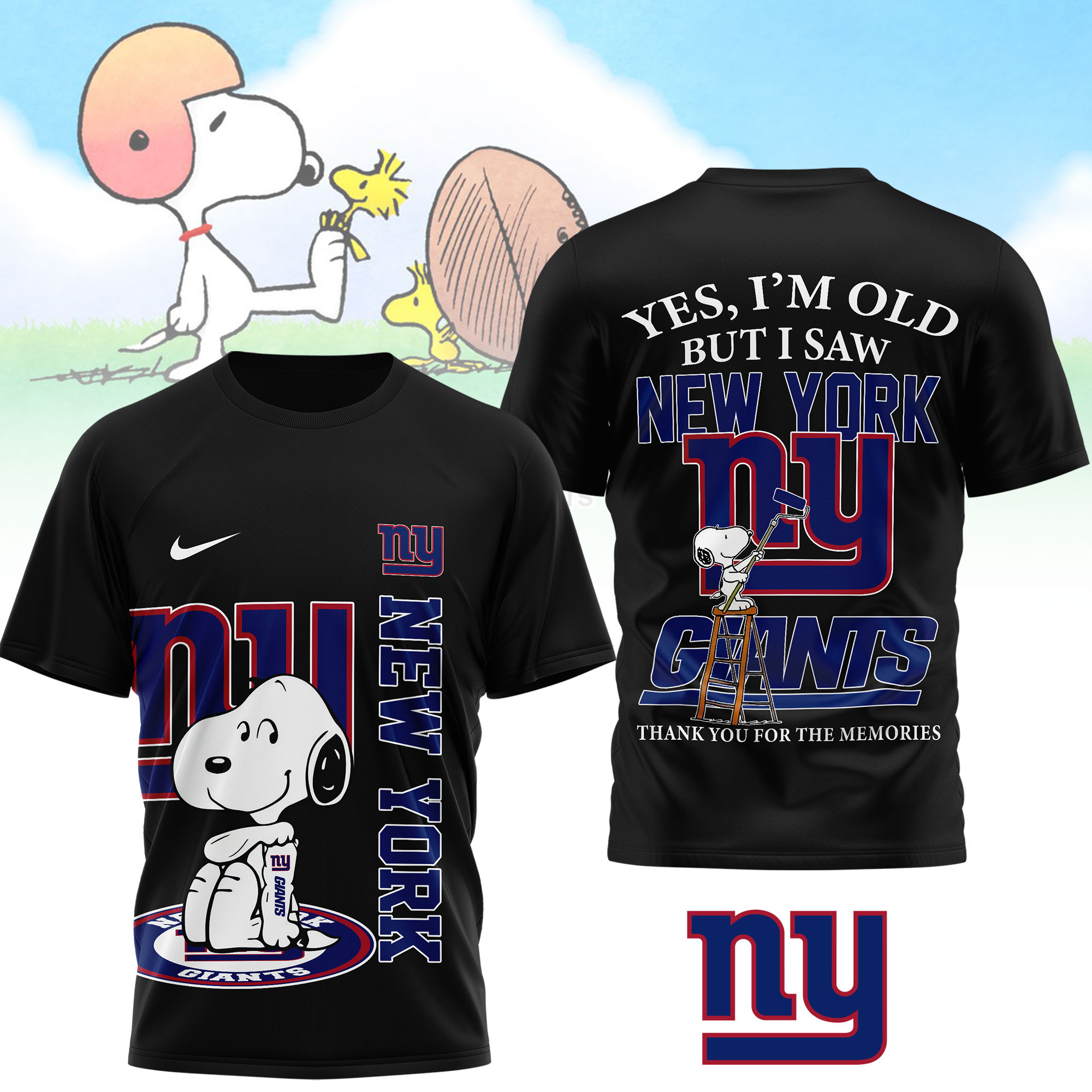 New York Giants | Premium NFL Snoopy Graphic 3D T-Shirt TTH200590 - Image 2