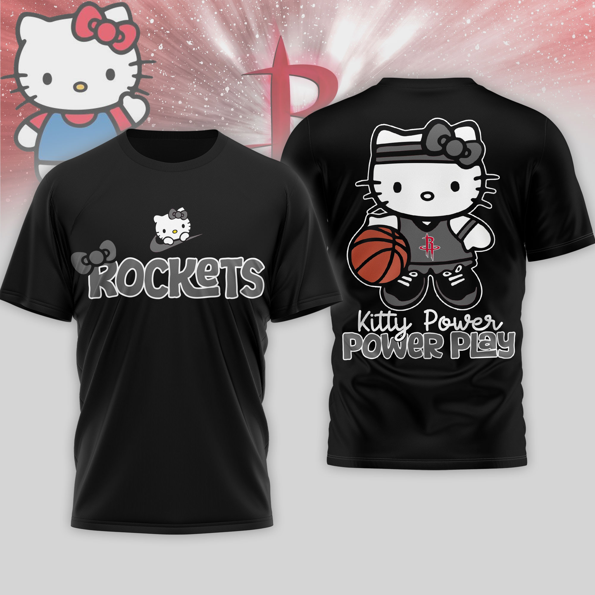 Houston Rockets | Premium NBA Hello Kitty Power Play 3D Shirt TTH210508