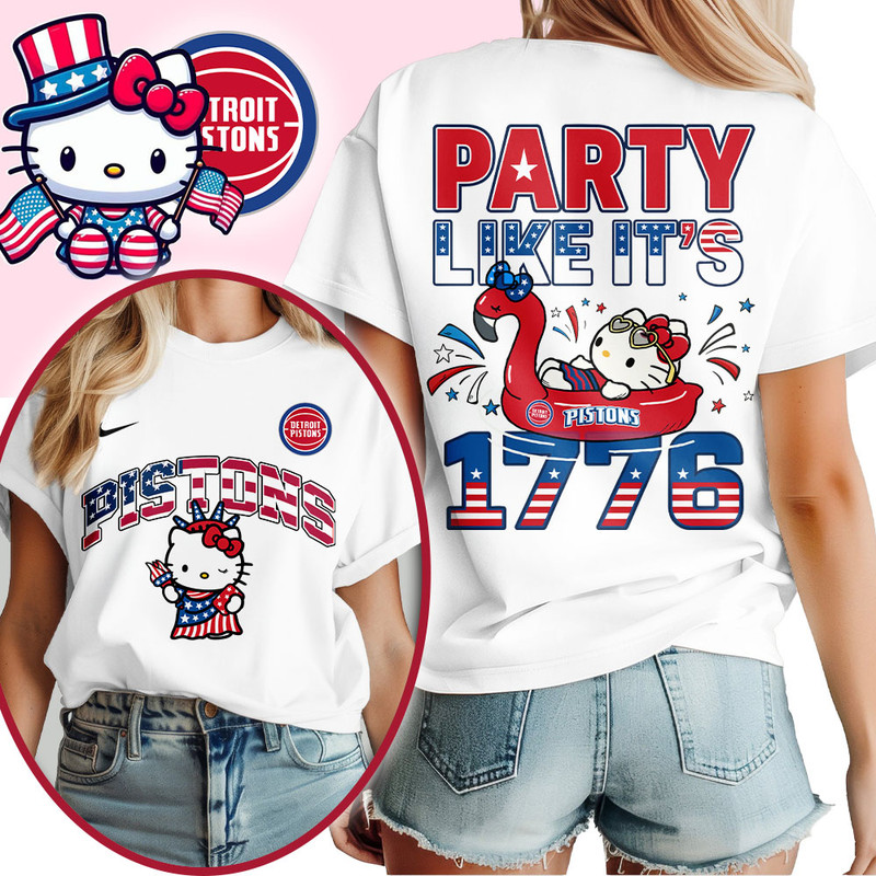 Golden State Warriors | Premium NBA Hello Kitty Independence Day 3D Shirt TTH200554 - Image 2