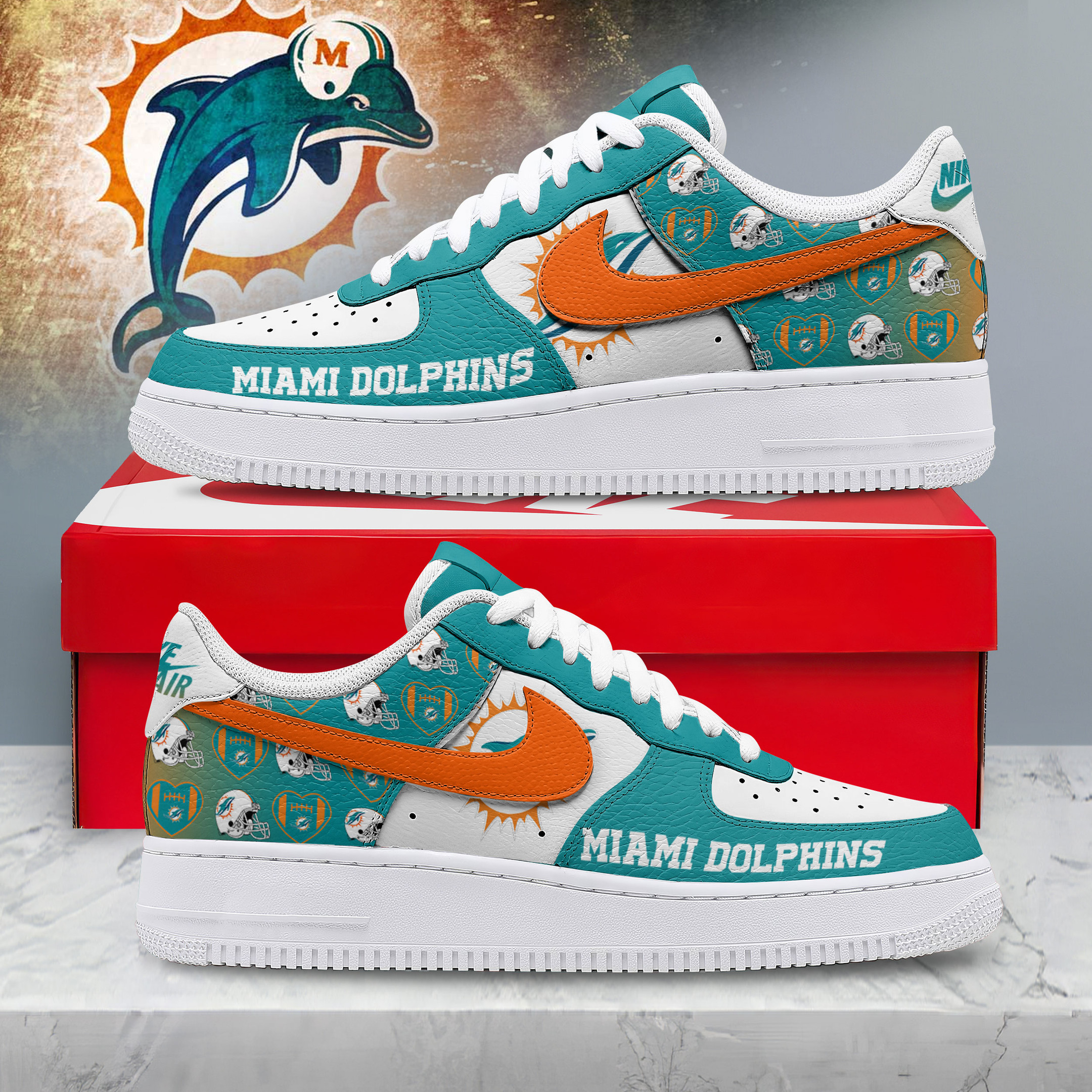 Miami Dolphins – Premium NFL Gridiron Classic AF1 Shoes – Gift for Fans TTH190504 - Image 2