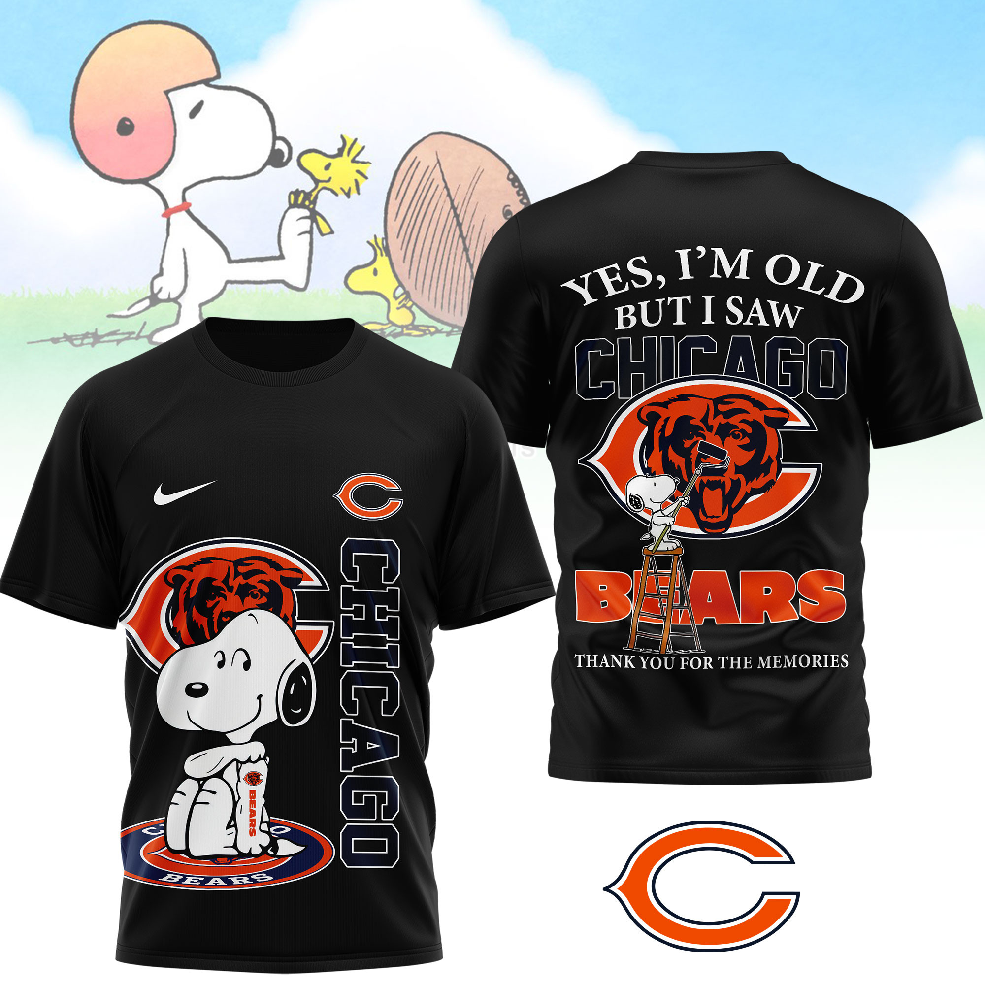 Chicago Bears | Premium NFL Snoopy Graphic 3D T-Shirt TTH200590 - Image 2