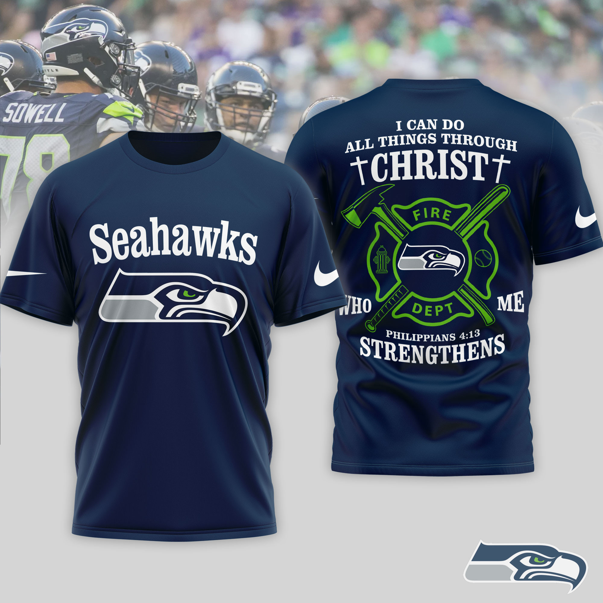 Seattle Seahawks x Premium NFL Faith & Gridiron 3D T-Shirt – Limited Edition TTH200521 - Image 3