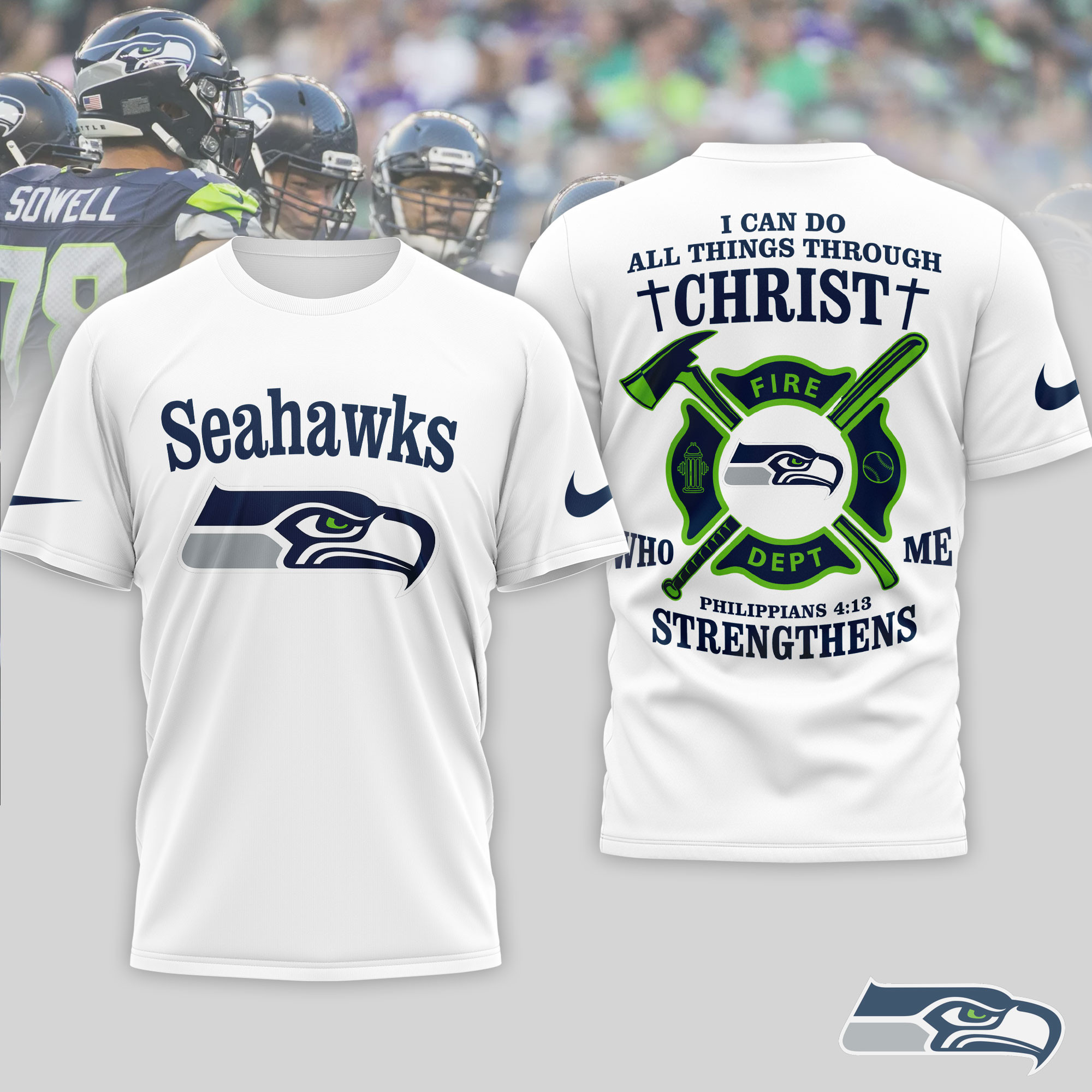 Seattle Seahawks x Premium NFL Faith & Gridiron 3D T-Shirt – Limited Edition TTH200521 - Image 2