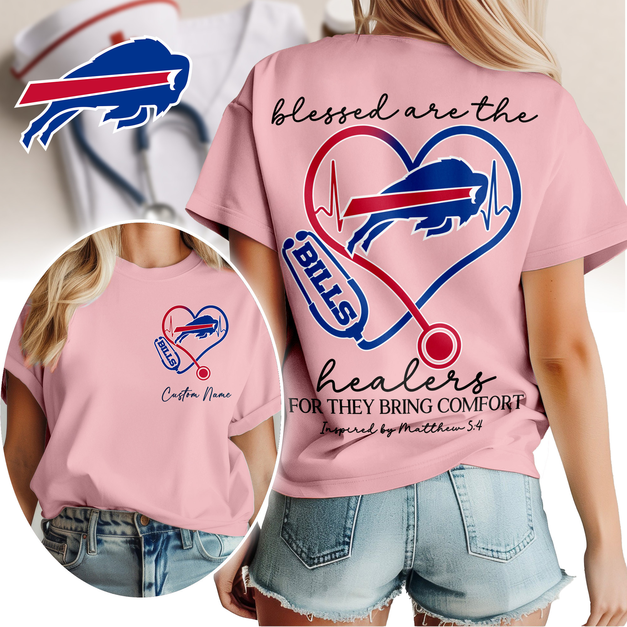 Buffalo Bills | Premium NFL Heart of A Nurse Game Day 3D Shirt TTH200581 - Image 2
