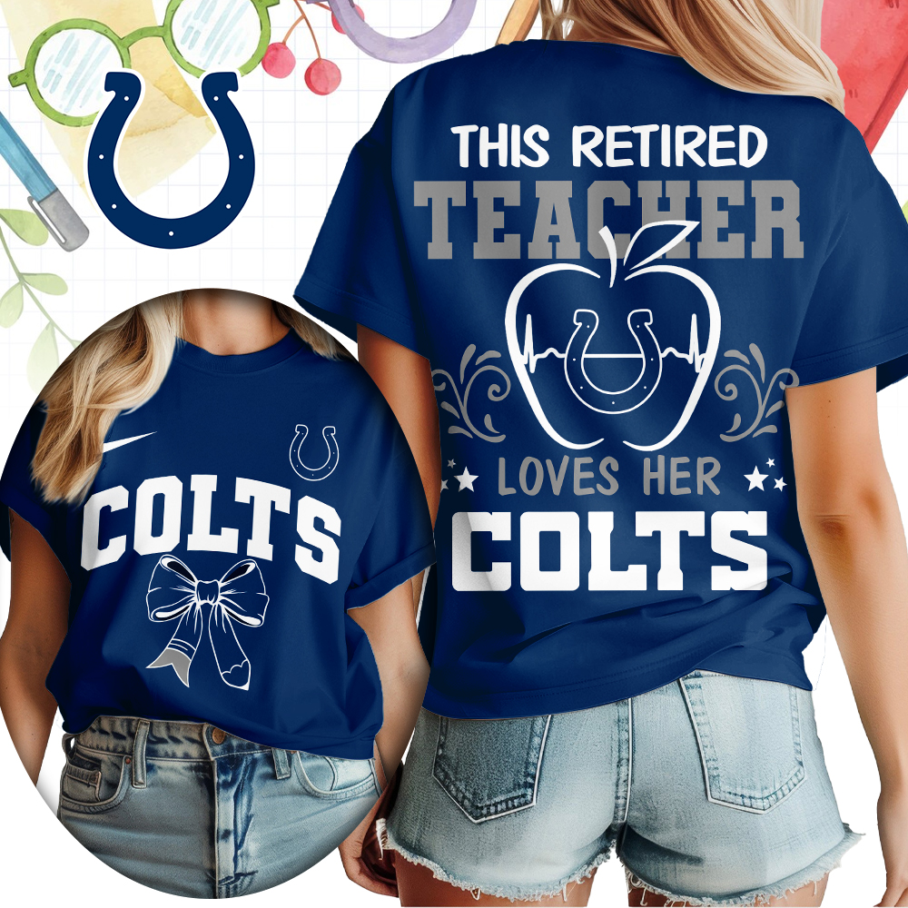 Indianapolis Colts x Premium NFL Retired Teacher Women T-Shirt – Limited Edition TTH200523 - Image 3