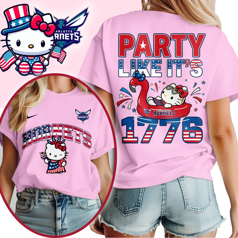 Cleveland Cavaliers | Premium NBA Hello Kitty Independence Day 3D Shirt TTH200554 - Image 3