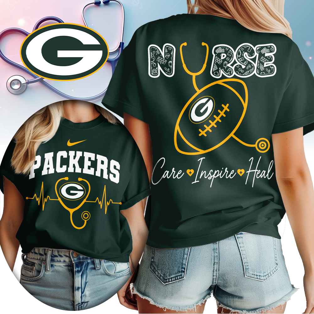 Green Bay Packers | Premium NFL Nurse Care Inspire Heal Women Shirt TTH200561 - Image 3