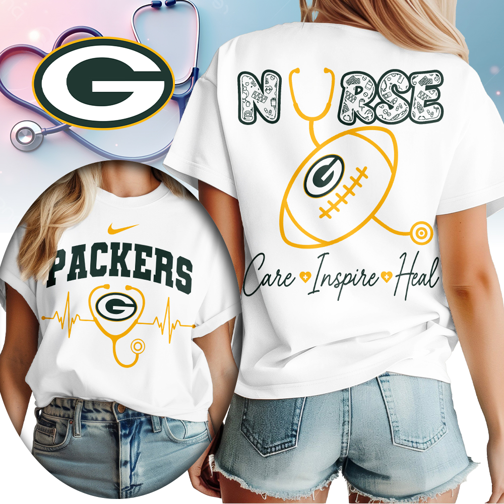 Green Bay Packers | Premium NFL Nurse Care Inspire Heal Women Shirt TTH200561 - Image 2