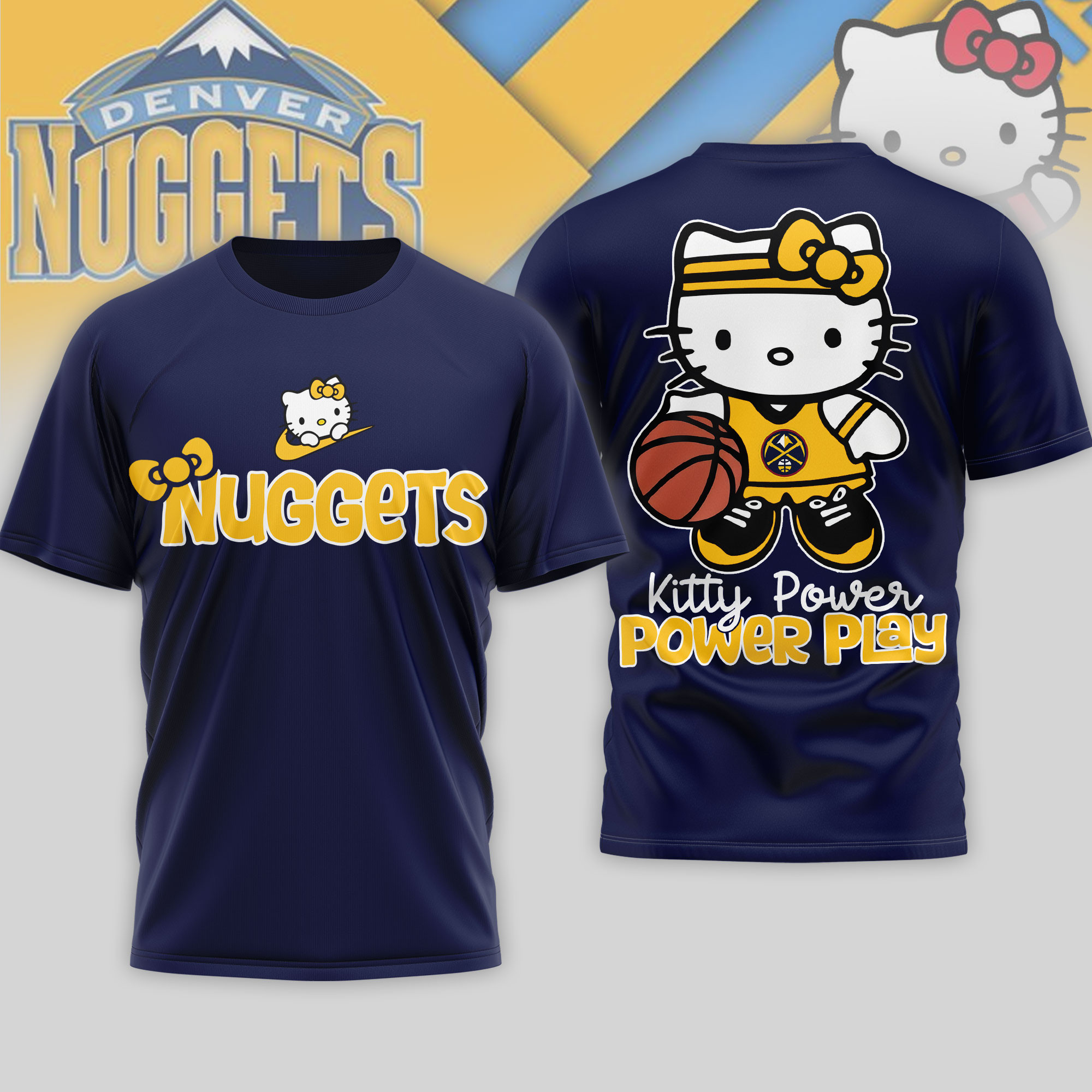 Denver Nuggets | Premium NBA Hello Kitty Power Play 3D Shirt TTH210508 - Image 2