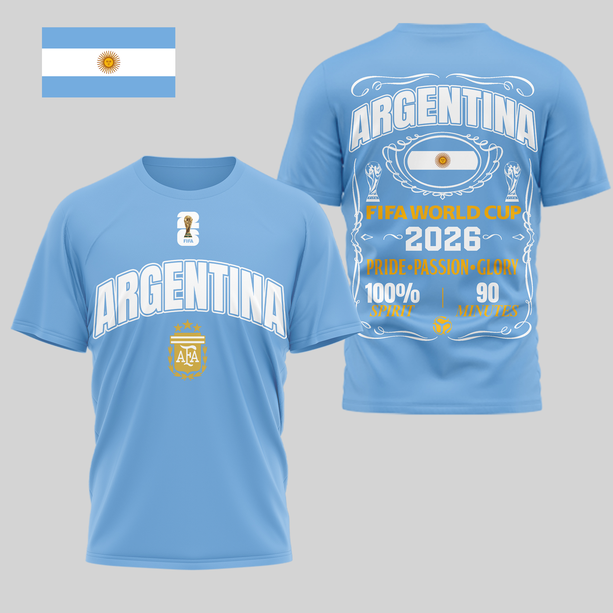 Argentina | Premium World Cup 2026 Pride Passion Glory 3D Shirt TTH210505 - Image 3