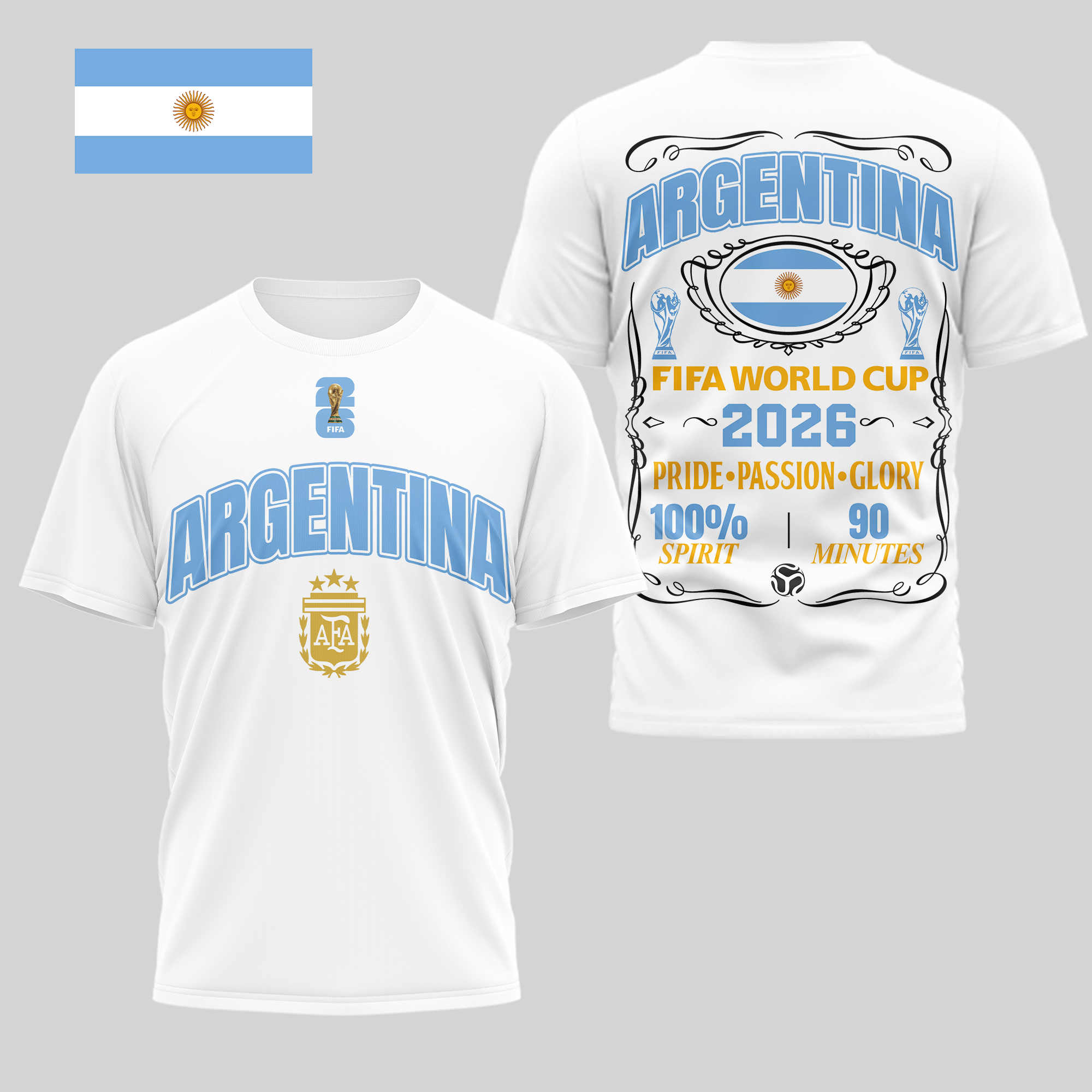 Argentina | Premium World Cup 2026 Pride Passion Glory 3D Shirt TTH210505 - Image 2