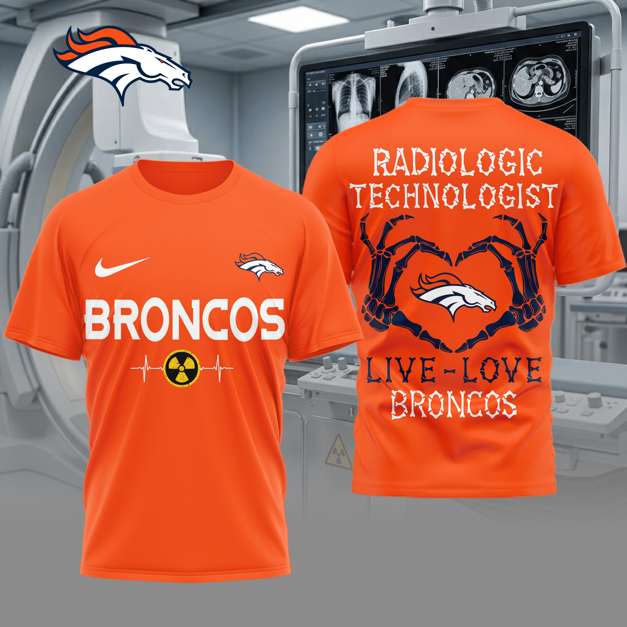 Denver Broncos | Premium NFL Radiology Technologist Game Day 3D Shirt TTH200565 - Image 3