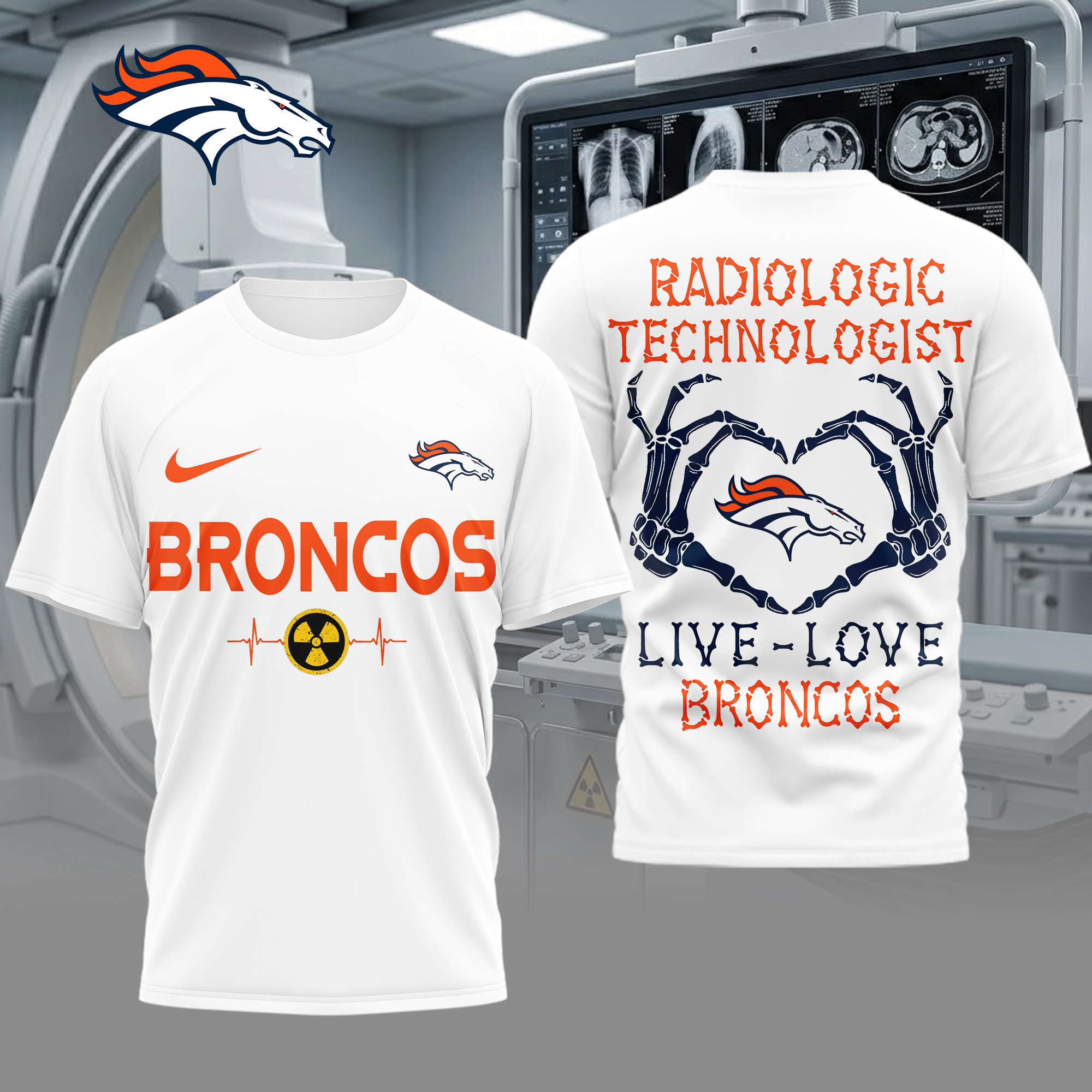 Denver Broncos | Premium NFL Radiology Technologist Game Day 3D Shirt TTH200565 - Image 2