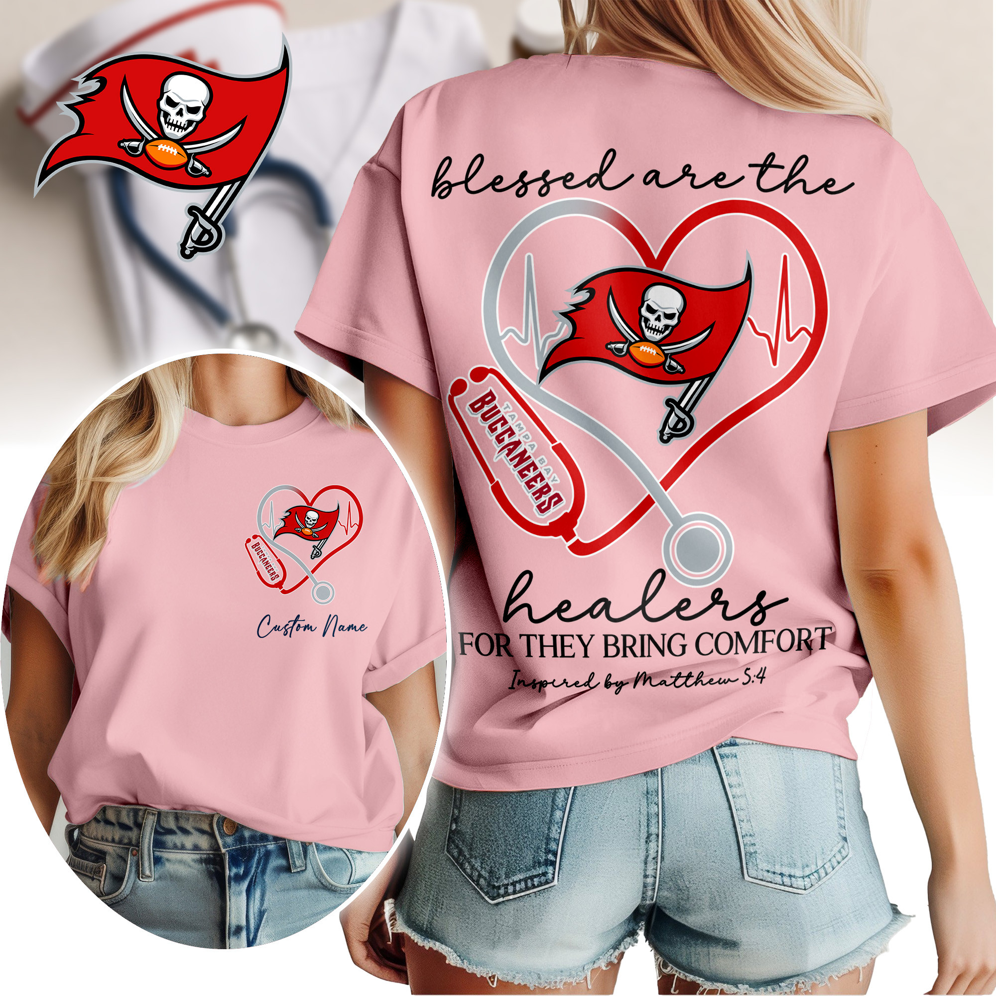 Tampa Bay Buccaneers | Premium NFL Heart of A Nurse Game Day 3D Shirt TTH200581 - Image 2