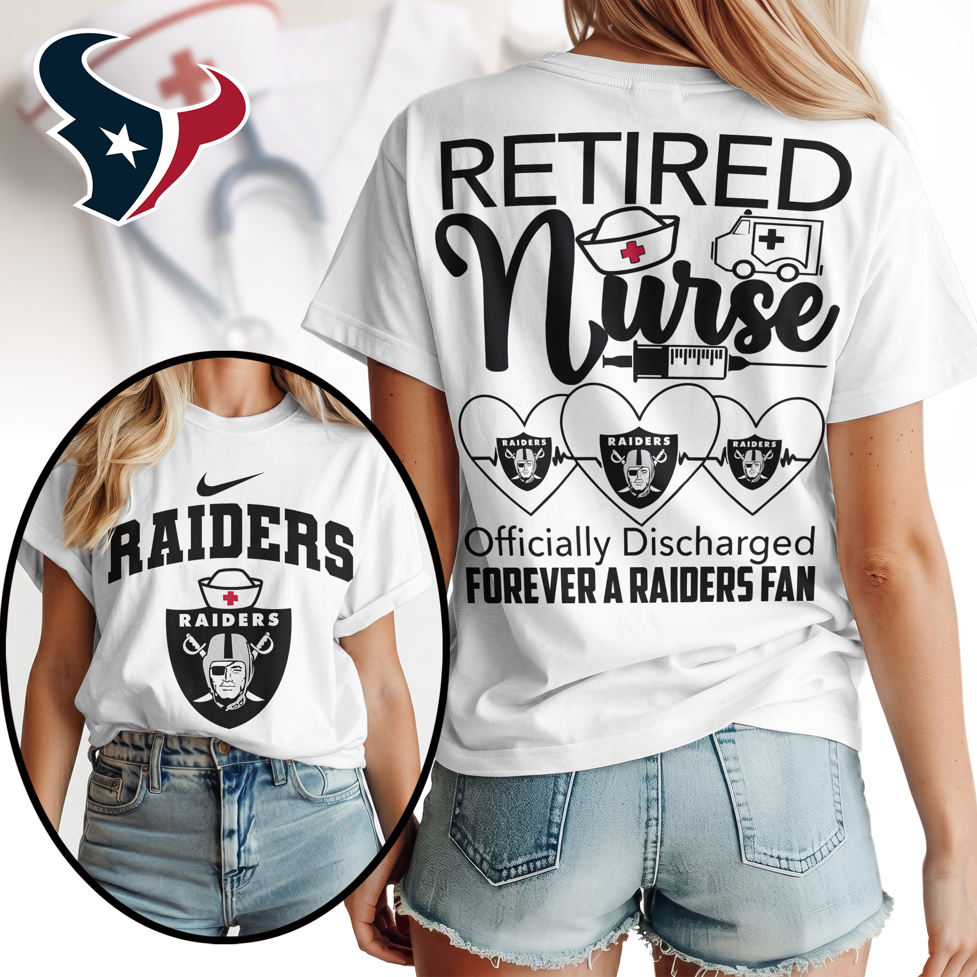 Las Vegas Raiders | Premium NFL Retired Nurse Officially Discharged Women Shirt TTH200579 - Image 2