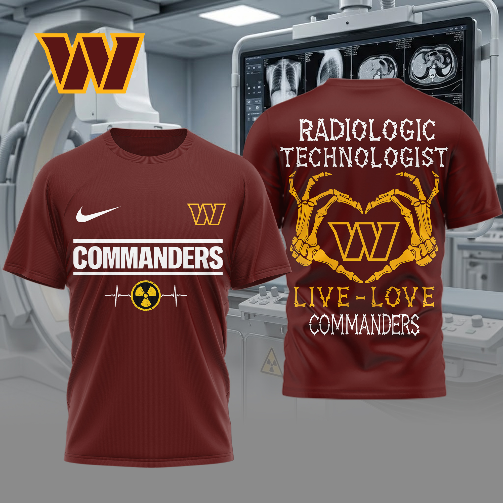 Washington Commanders | Premium NFL Radiology Technologist Game Day 3D Shirt TTH200565 - Image 3