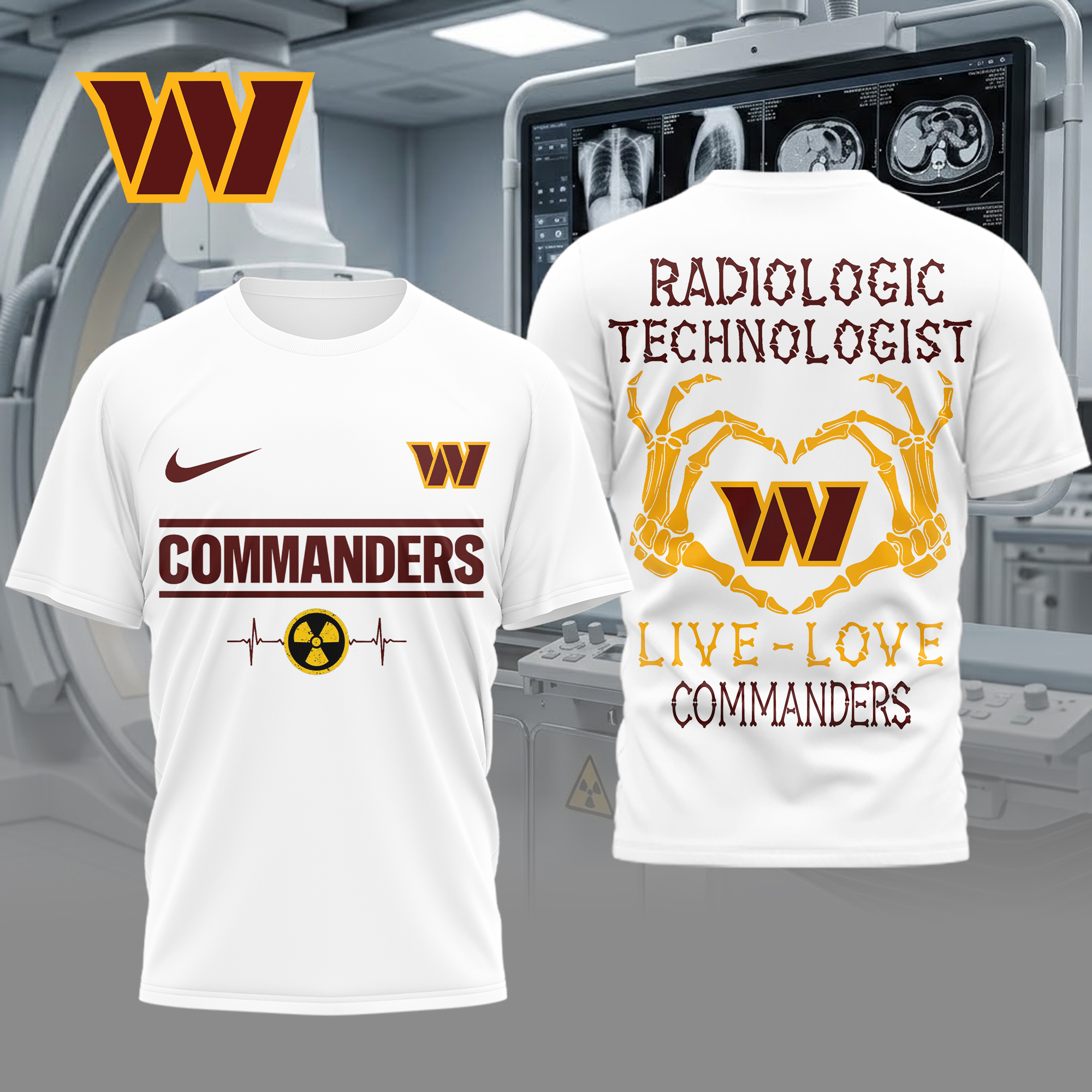 Washington Commanders | Premium NFL Radiology Technologist Game Day 3D Shirt TTH200565 - Image 2