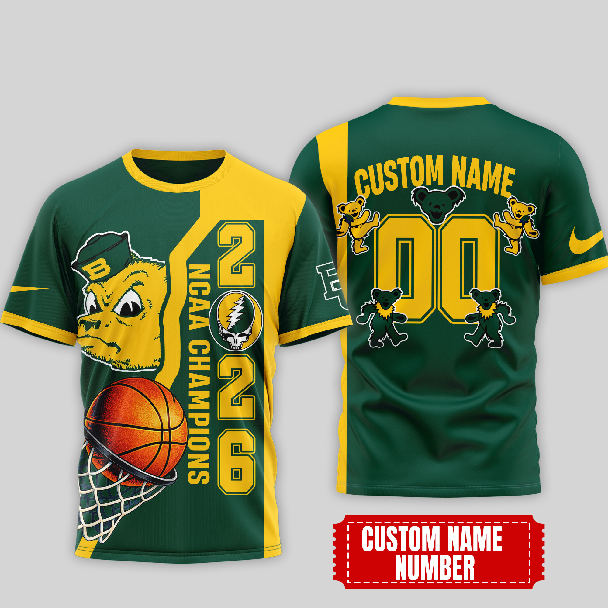 Baylor Bears | Premium NCAA Court Kings 2026 3D T-Shirt 200559
