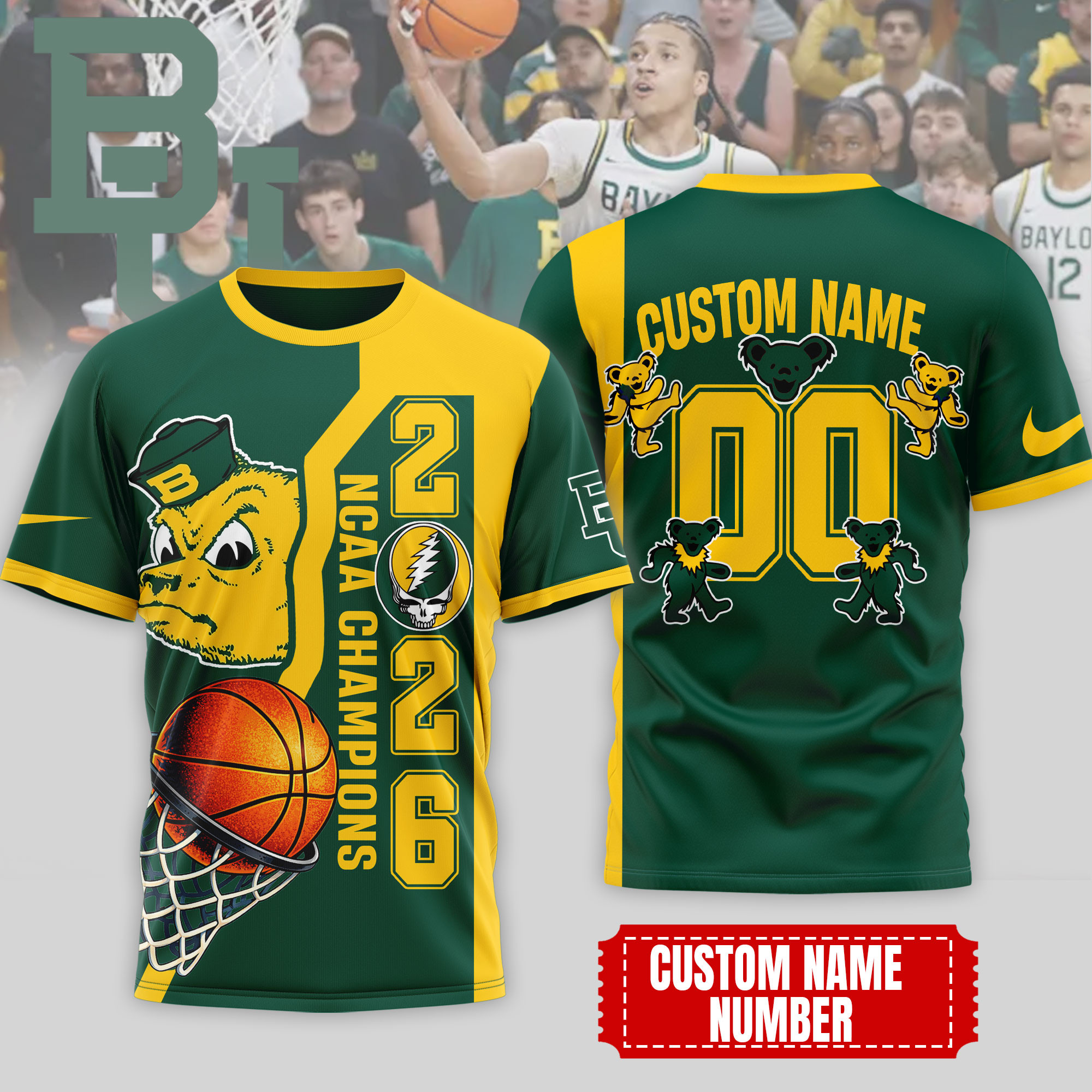 Baylor Bears | Premium NCAA Court Kings 2026 3D T-Shirt 200559 - Image 2