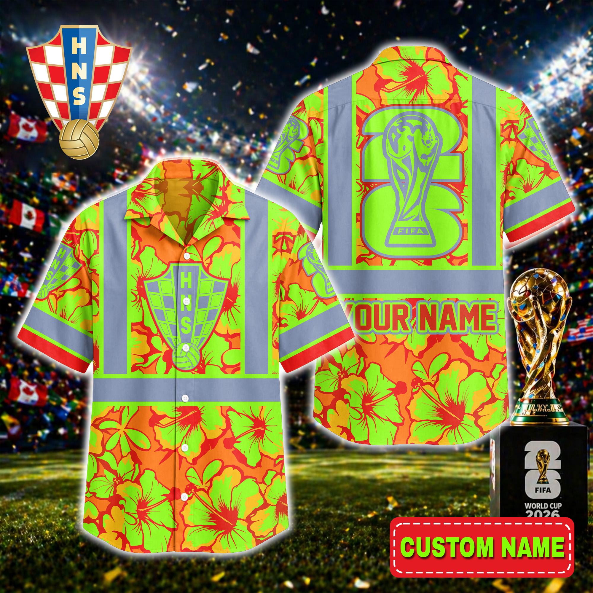 Croatia | Premium World Cup 2026 Hi-vis Hawaiian Shirt TTH200567 - Image 2
