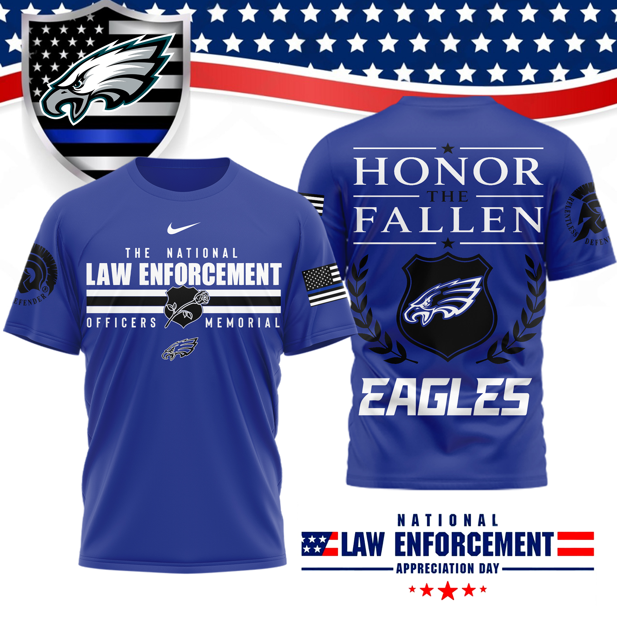 Philadelphia Eagles x Premium NFL The National Law Enforcement 3D T-Shirt – Limited Edition TTH200525