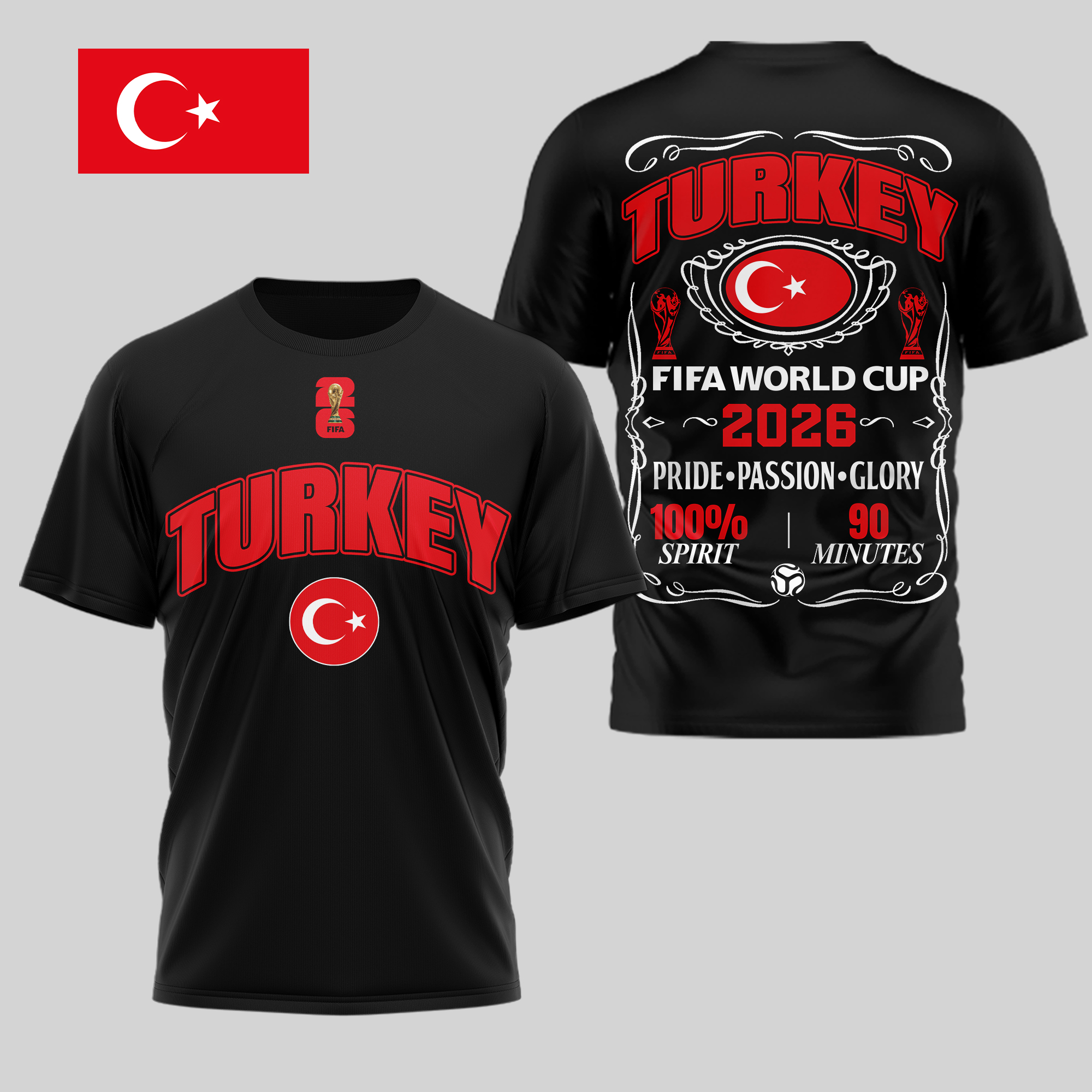 Turkey | Premium World Cup 2026 Pride Passion Glory 3D Shirt TTH210505