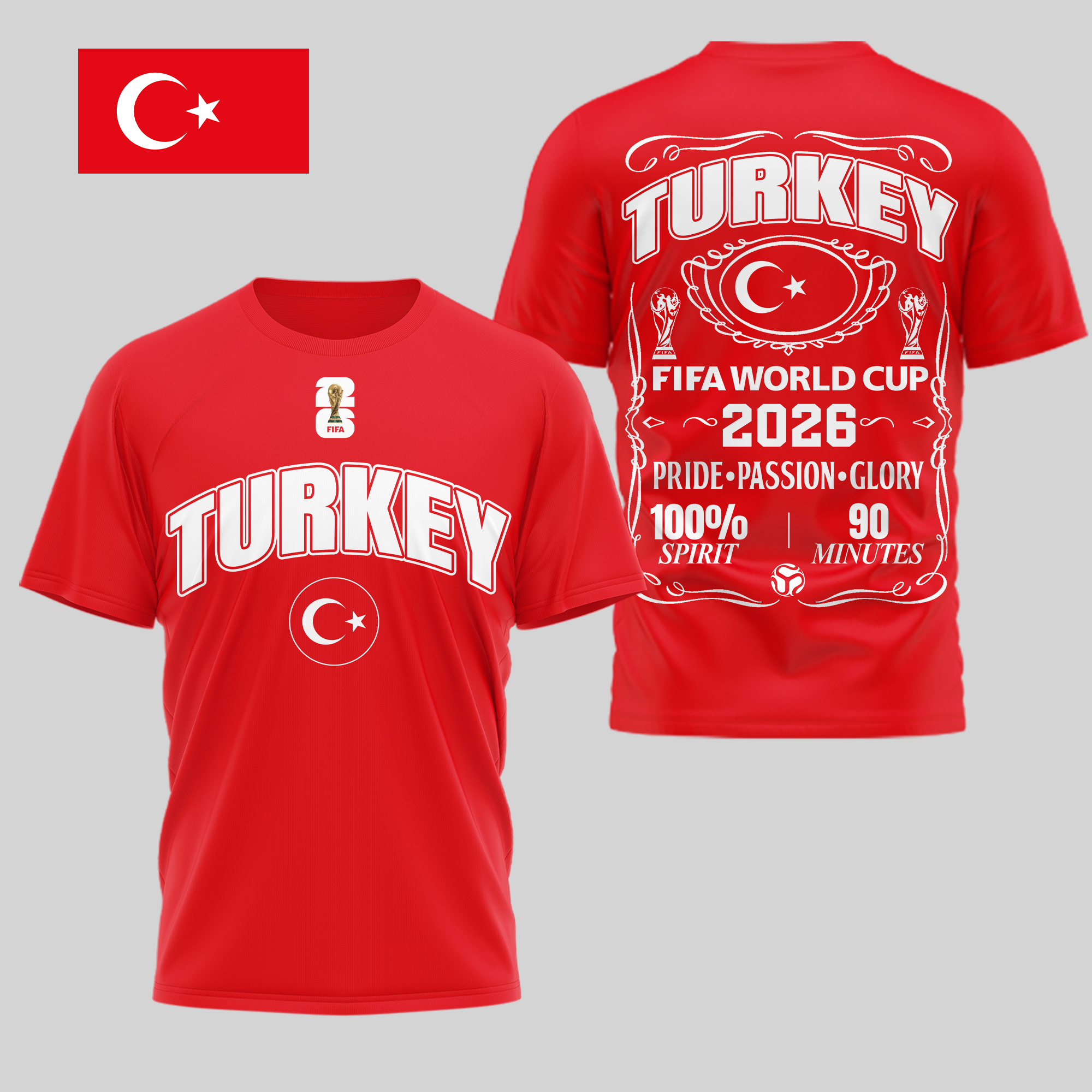 Turkey | Premium World Cup 2026 Pride Passion Glory 3D Shirt TTH210505 - Image 3