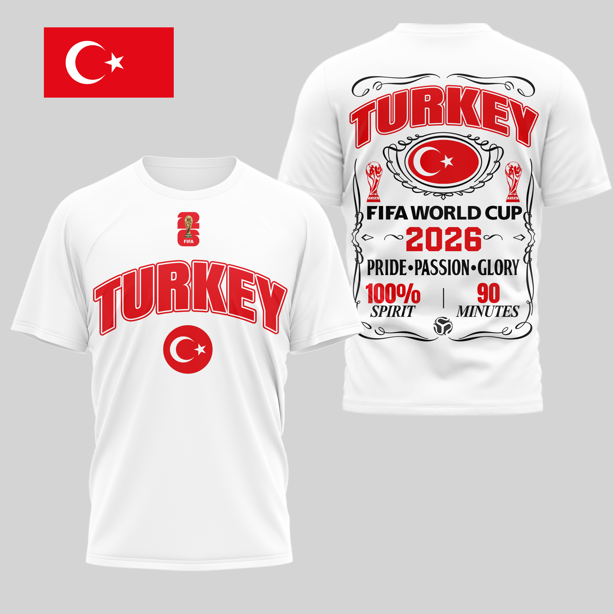 Turkey | Premium World Cup 2026 Pride Passion Glory 3D Shirt TTH210505 - Image 2