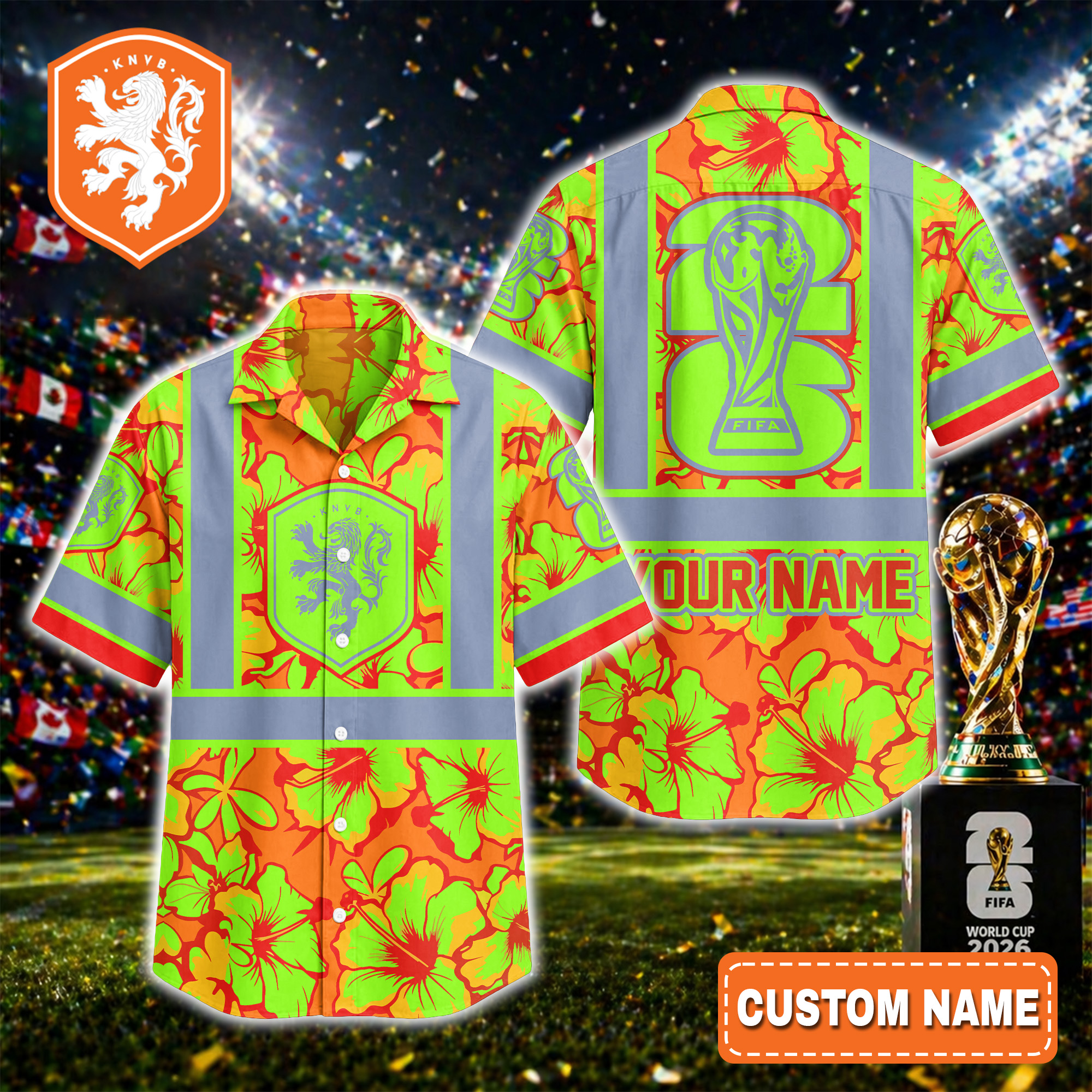 Netherlands | Premium World Cup 2026 Hi-vis Hawaiian Shirt TTH200567 - Image 2