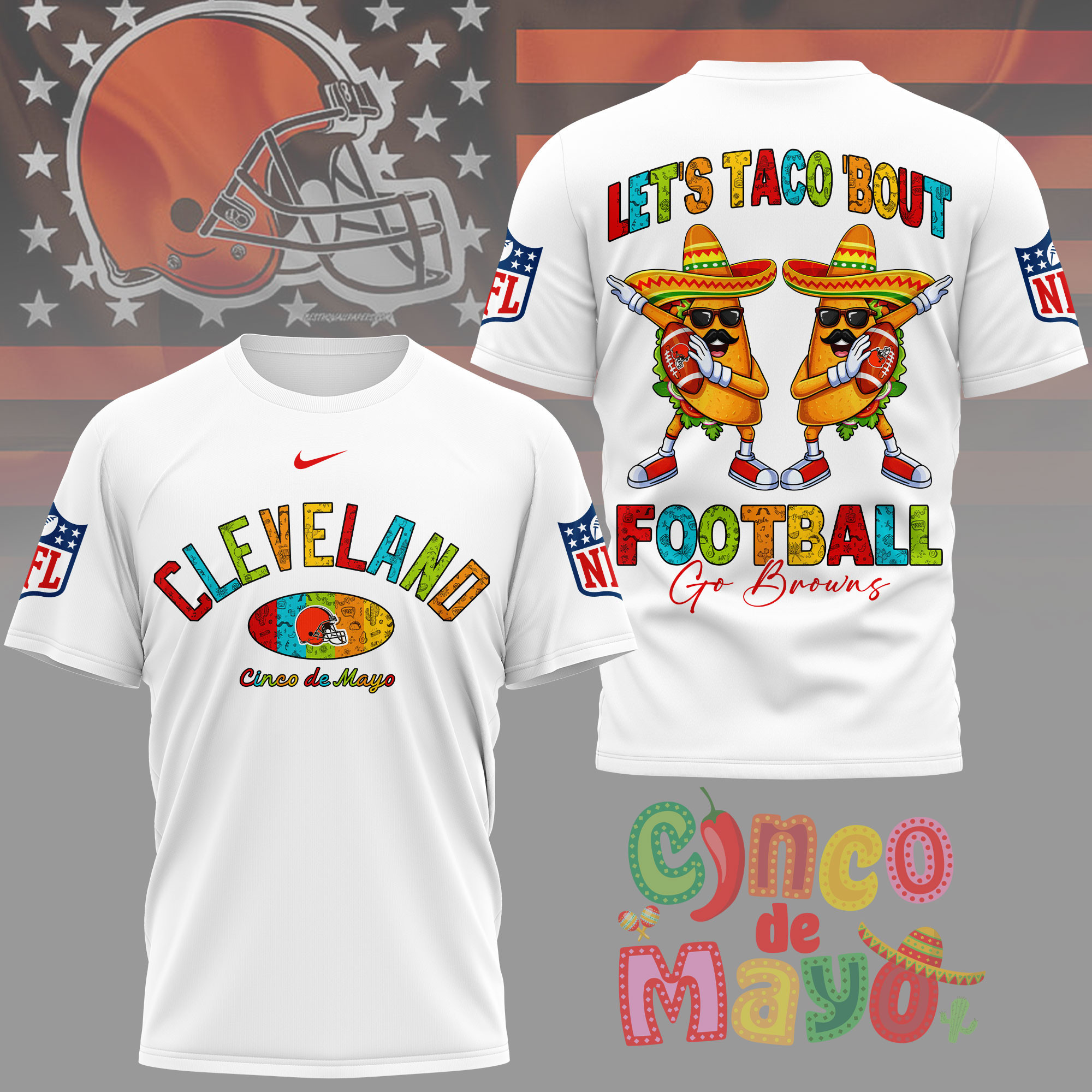 Cleveland Browns | Premium NFL Taco Cinco de Mayo 3D Shirt TTH200587 - Image 2