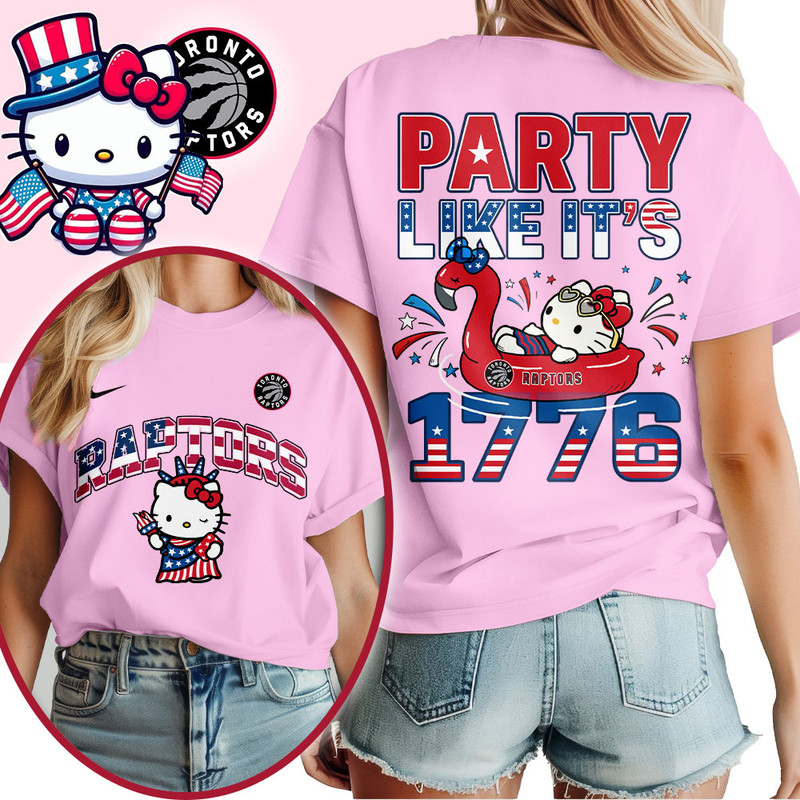 Toronto Raptors | Premium NBA Hello Kitty Independence Day 3D Shirt TTH200554 - Image 3