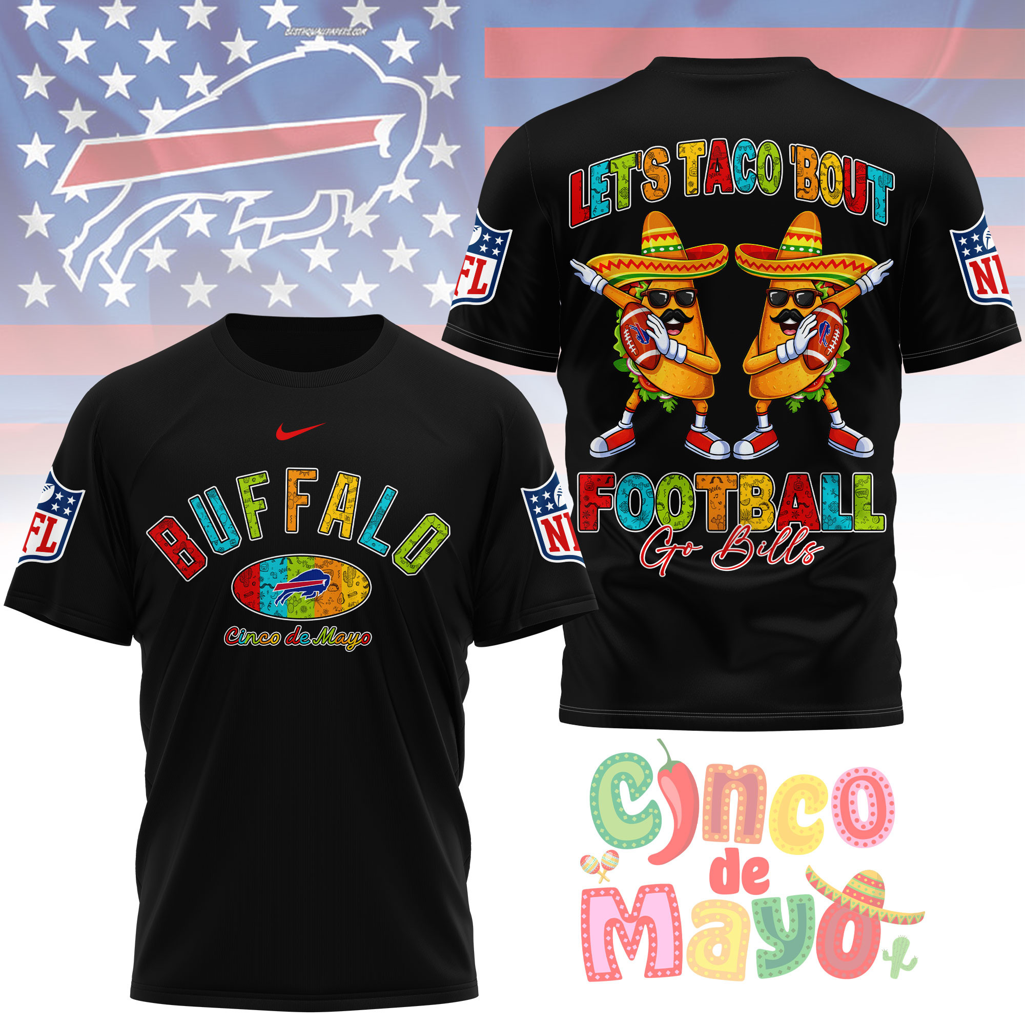 Buffalo Bills | Premium NFL Taco Cinco de Mayo 3D Shirt TTH200587
