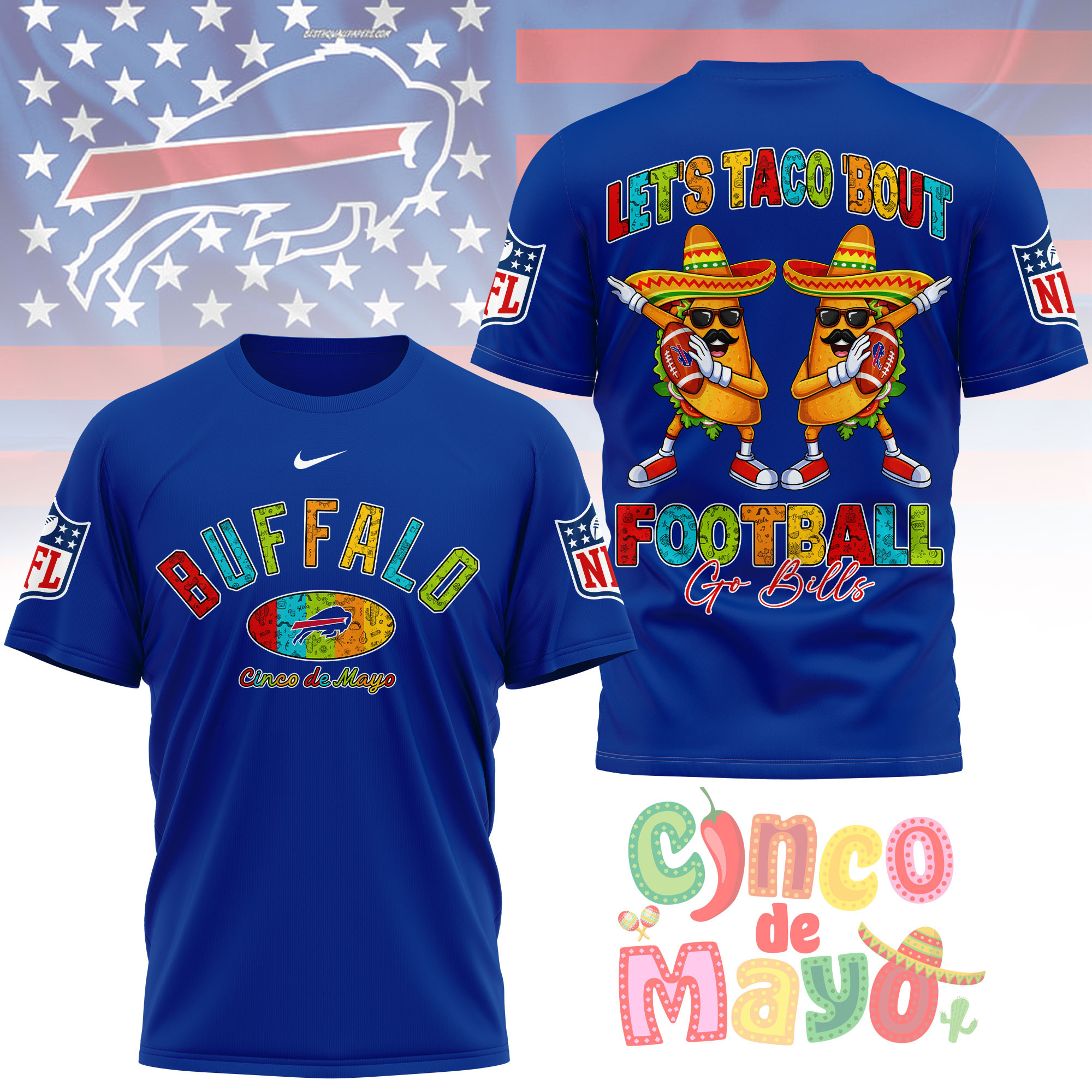 Buffalo Bills | Premium NFL Taco Cinco de Mayo 3D Shirt TTH200587 - Image 4