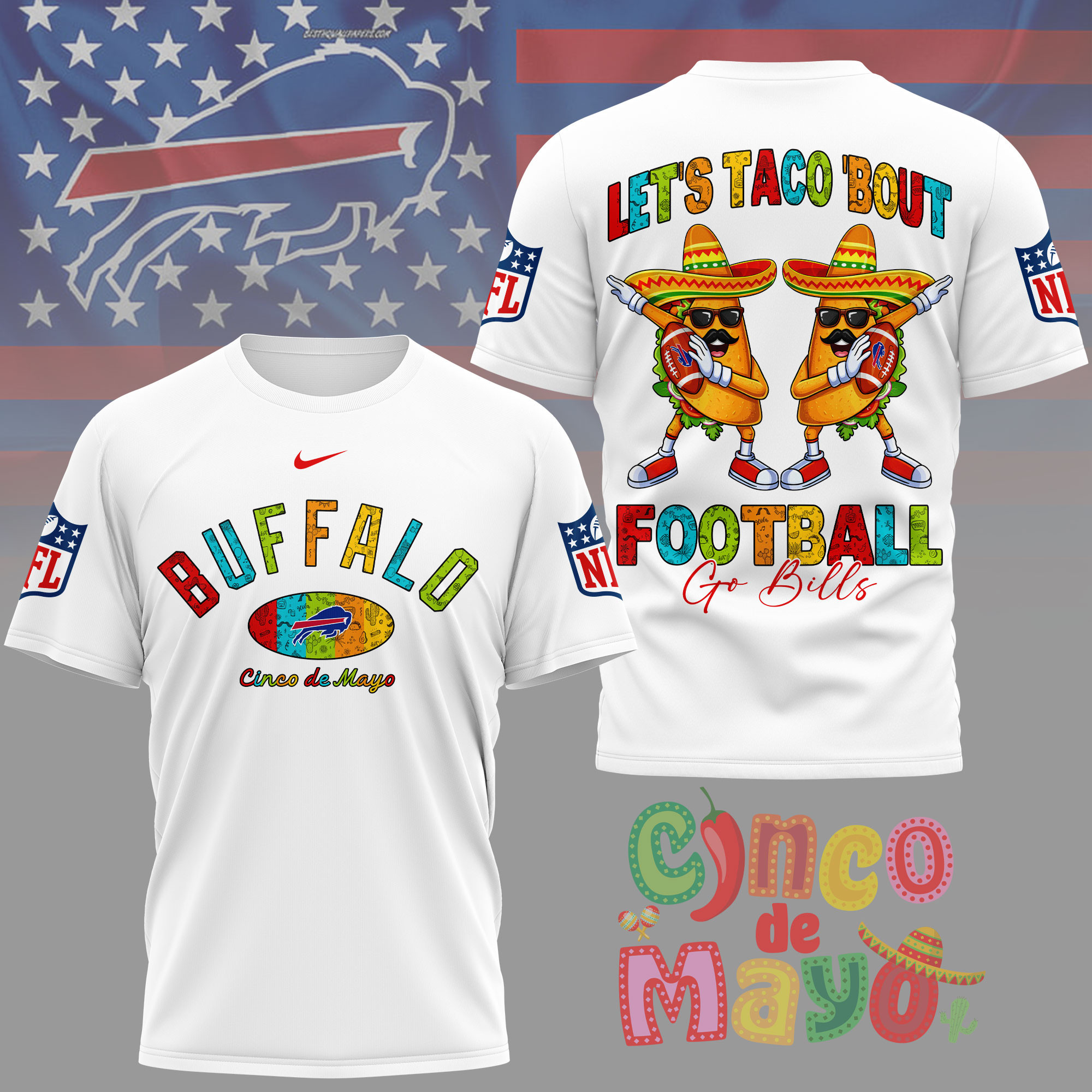 Buffalo Bills | Premium NFL Taco Cinco de Mayo 3D Shirt TTH200587 - Image 2