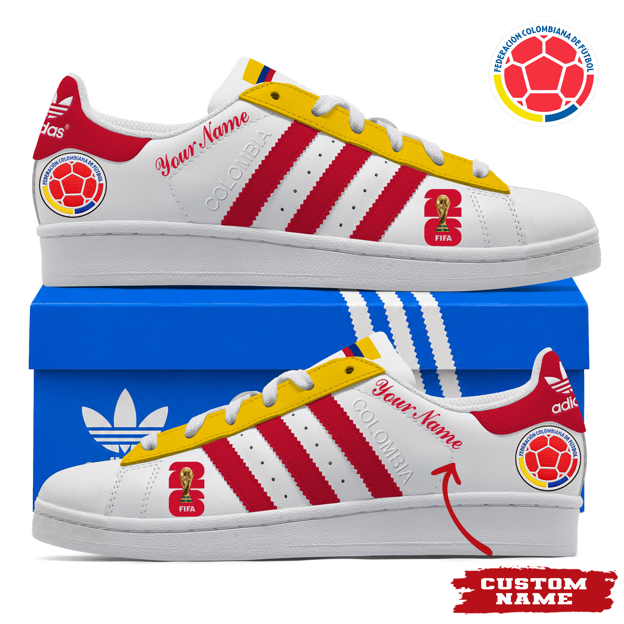 Colombia x Premium World Cup 2026 Stan Smith Shoes – Limited Edition TTH190522 - Image 2